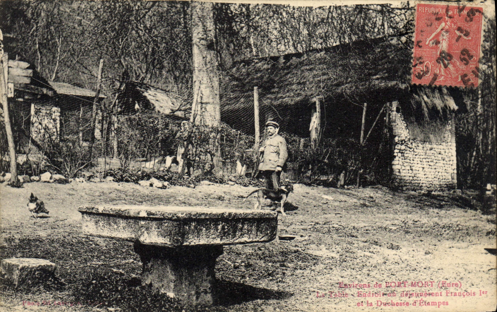 Los alrededores de la POSTAL de la VENDIMIA del puerto muerto el lugar de la tabla o el François dejeunerent 1r y la duquesa de Etamps Chasseur y sus amigos persiguen