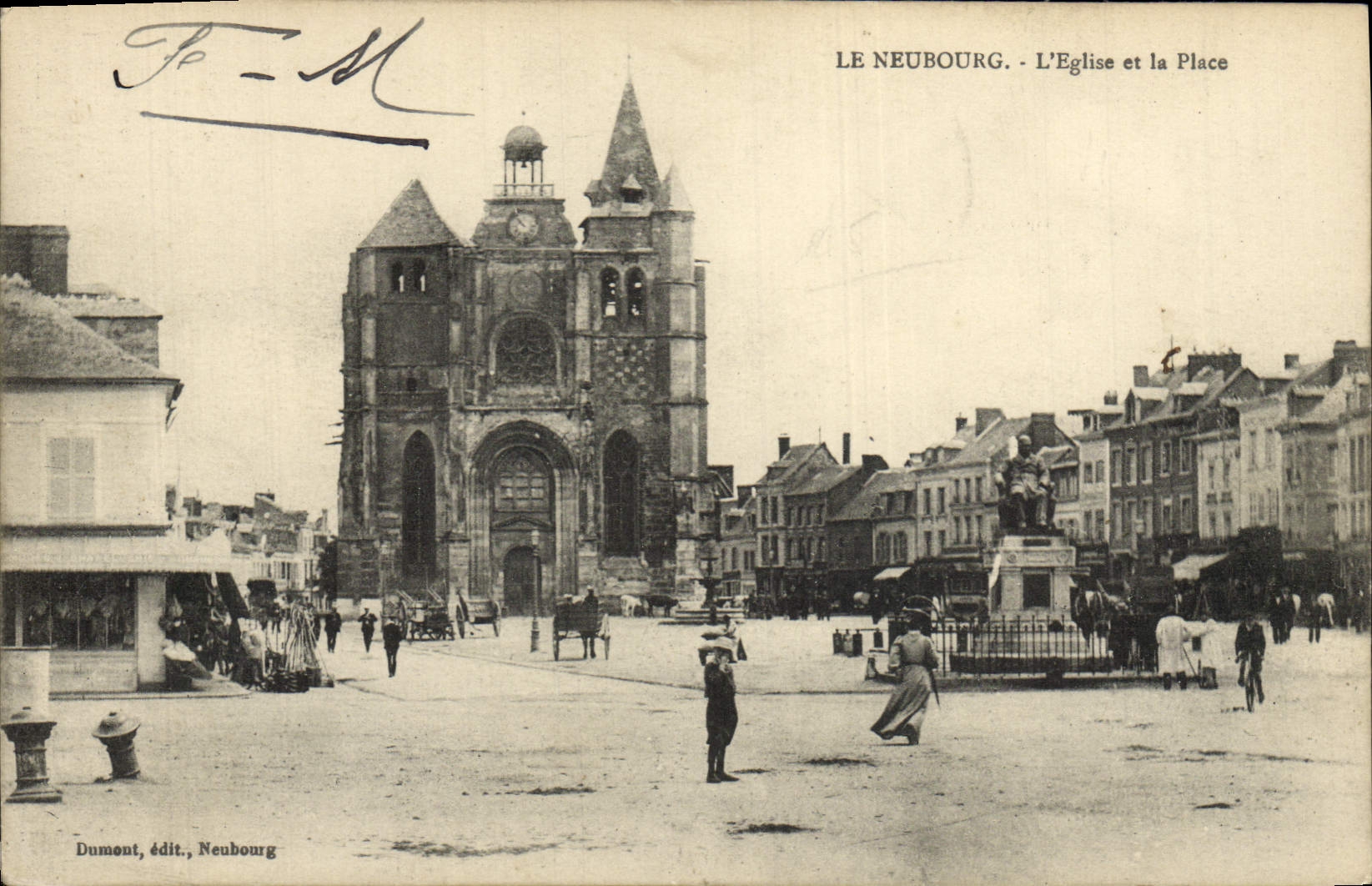 VINTAGE POSTCARD Neubourg the Church And the Beach