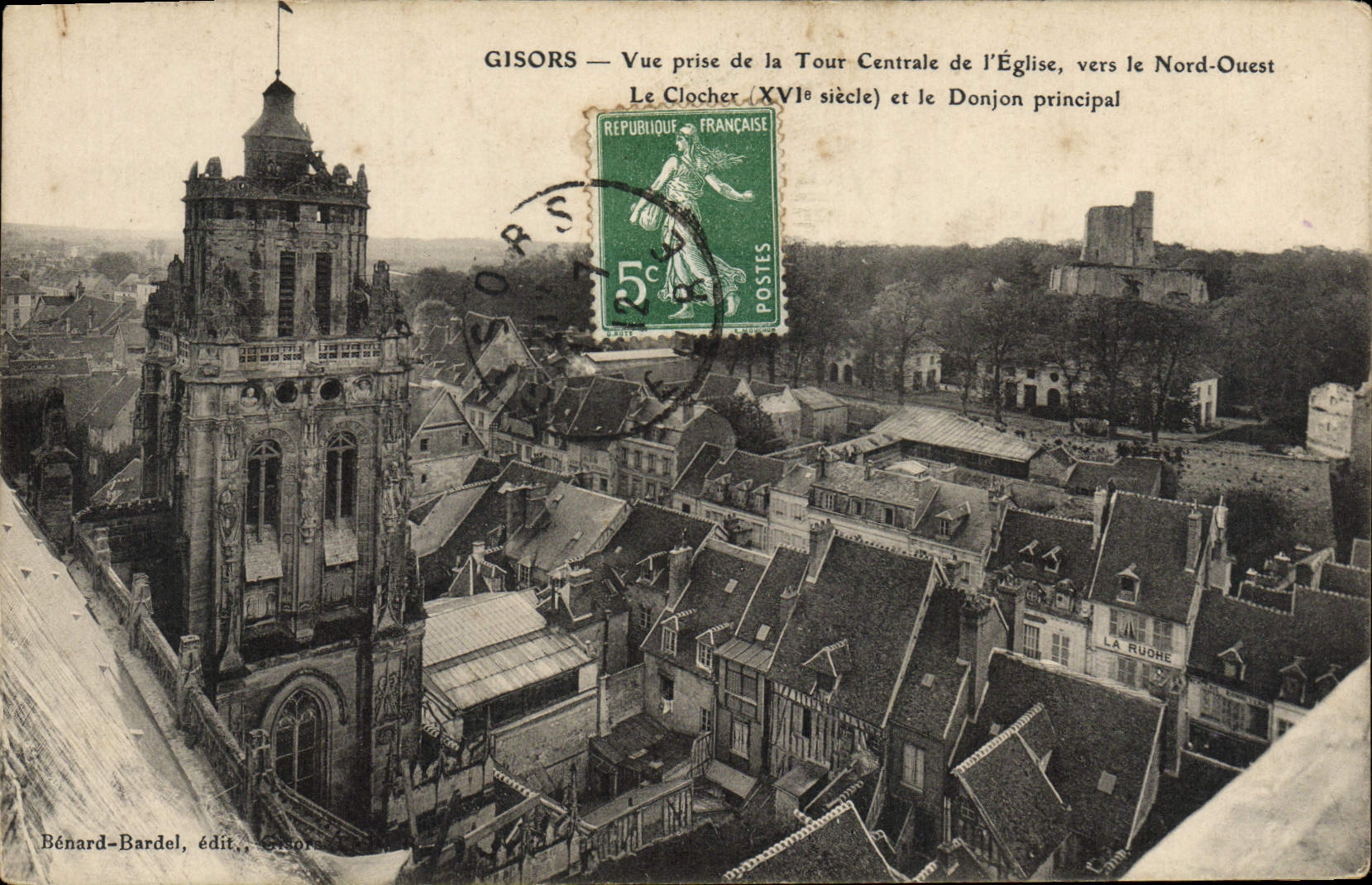 POSTAL Gisors de la VENDIMIA vista de la torre central de la iglesia hacia el norte occidental la campana-torre y la subsistencia principal