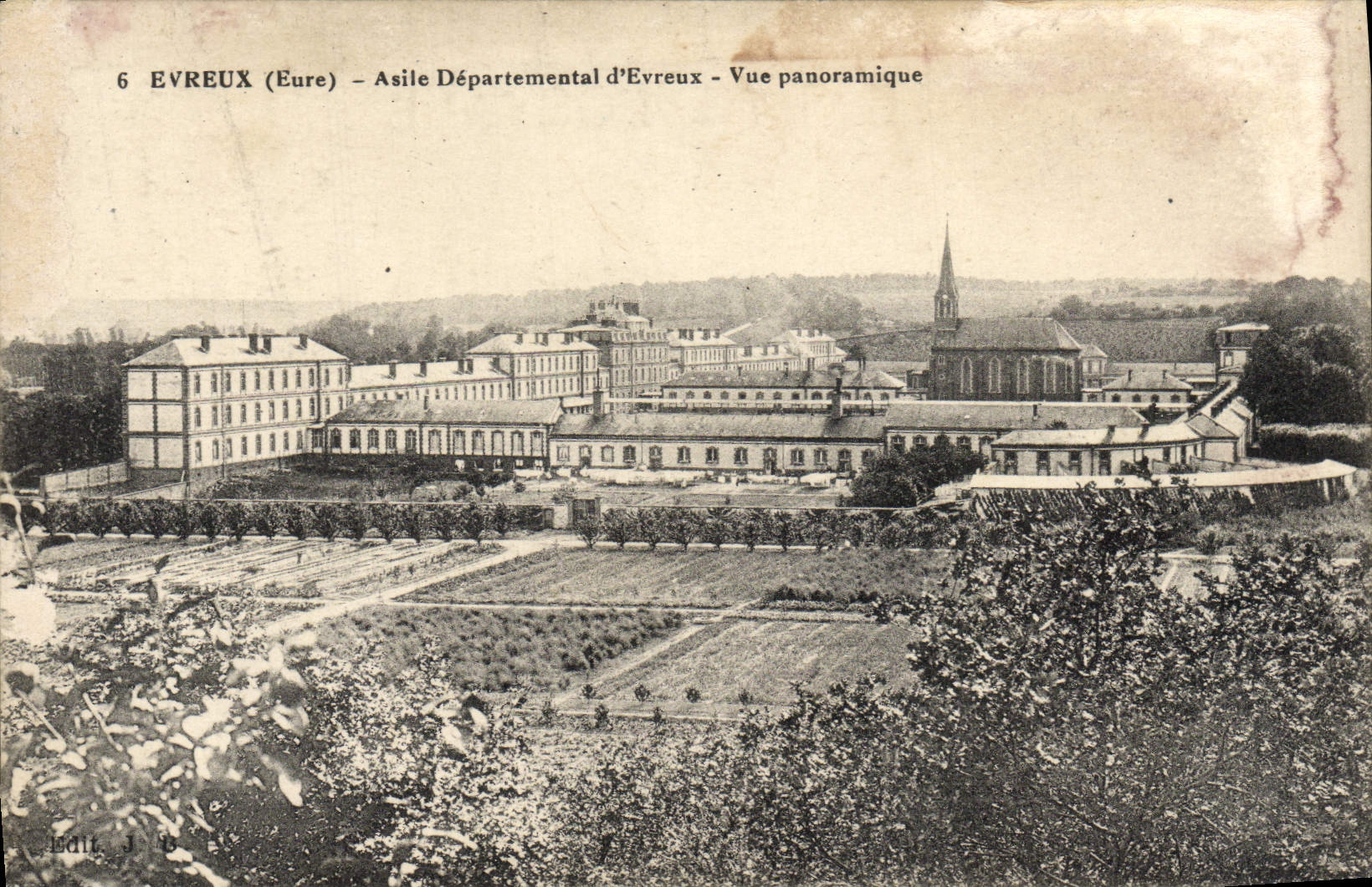 Asilo departamental de Evreux de la POSTAL de la VENDIMIA de la opinión panorámica de Evreux