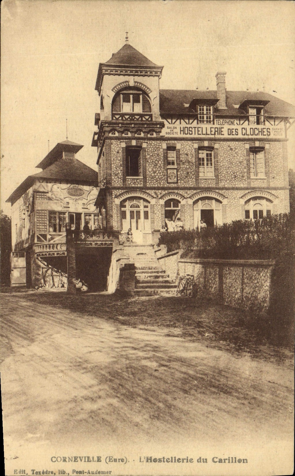 POSTAL Corneville L'Hostellerie de la VENDIMIA del mesón de moda del país del carillón de las Belces