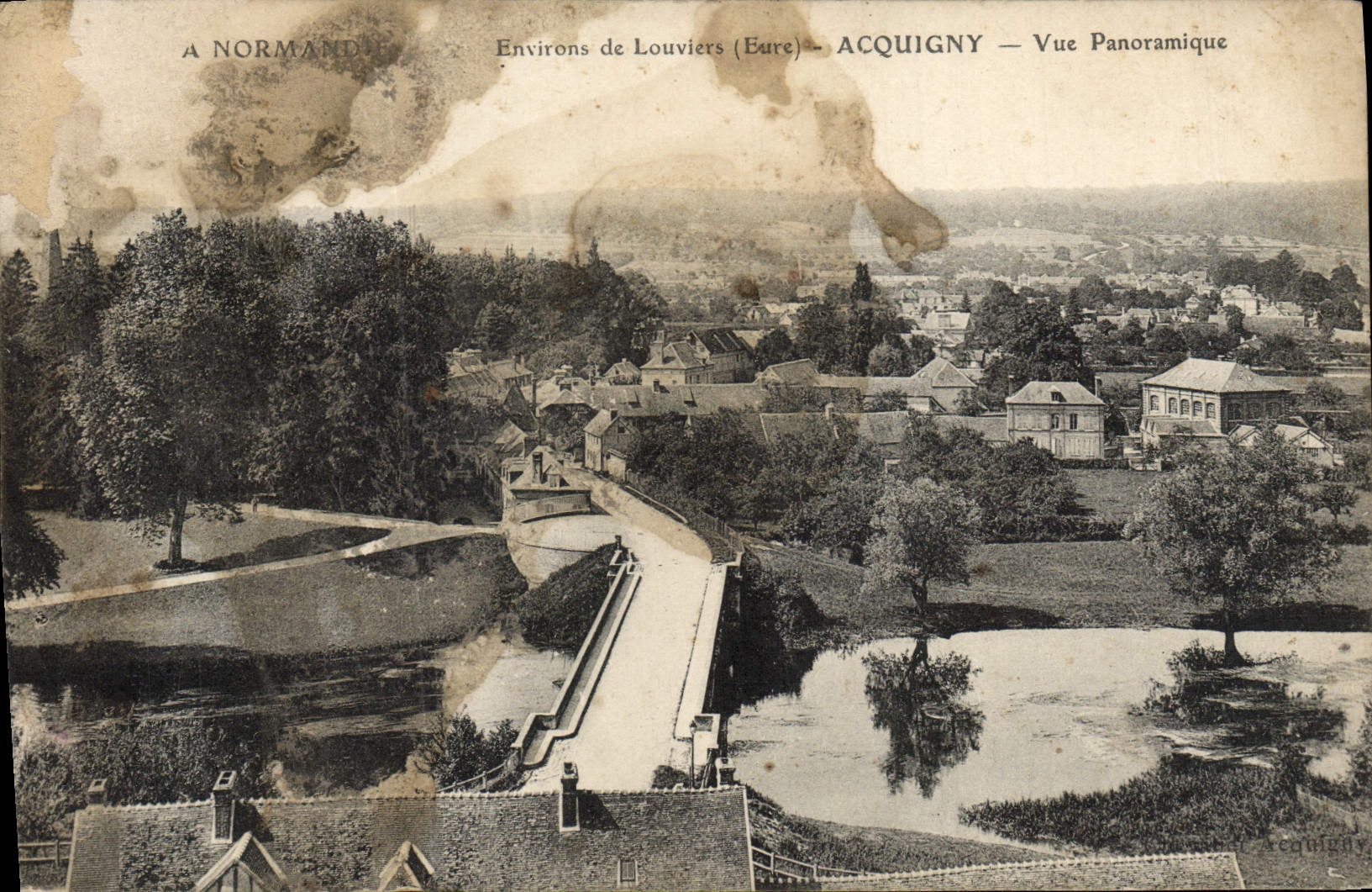 VINTAGE POSTCARD Surroundings of Louviers Acquigny Panoramic View