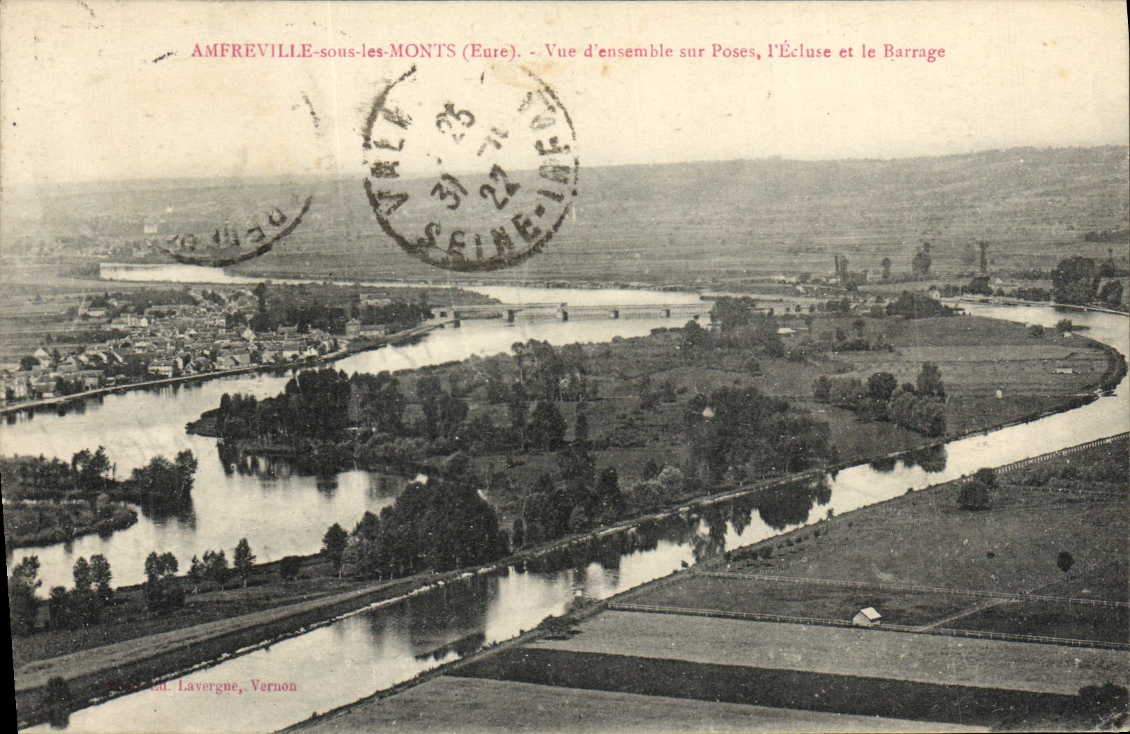 CPA Amferville Sous les Monts Vue d'ensemble sur Poses l'Ecluse et le Barrage