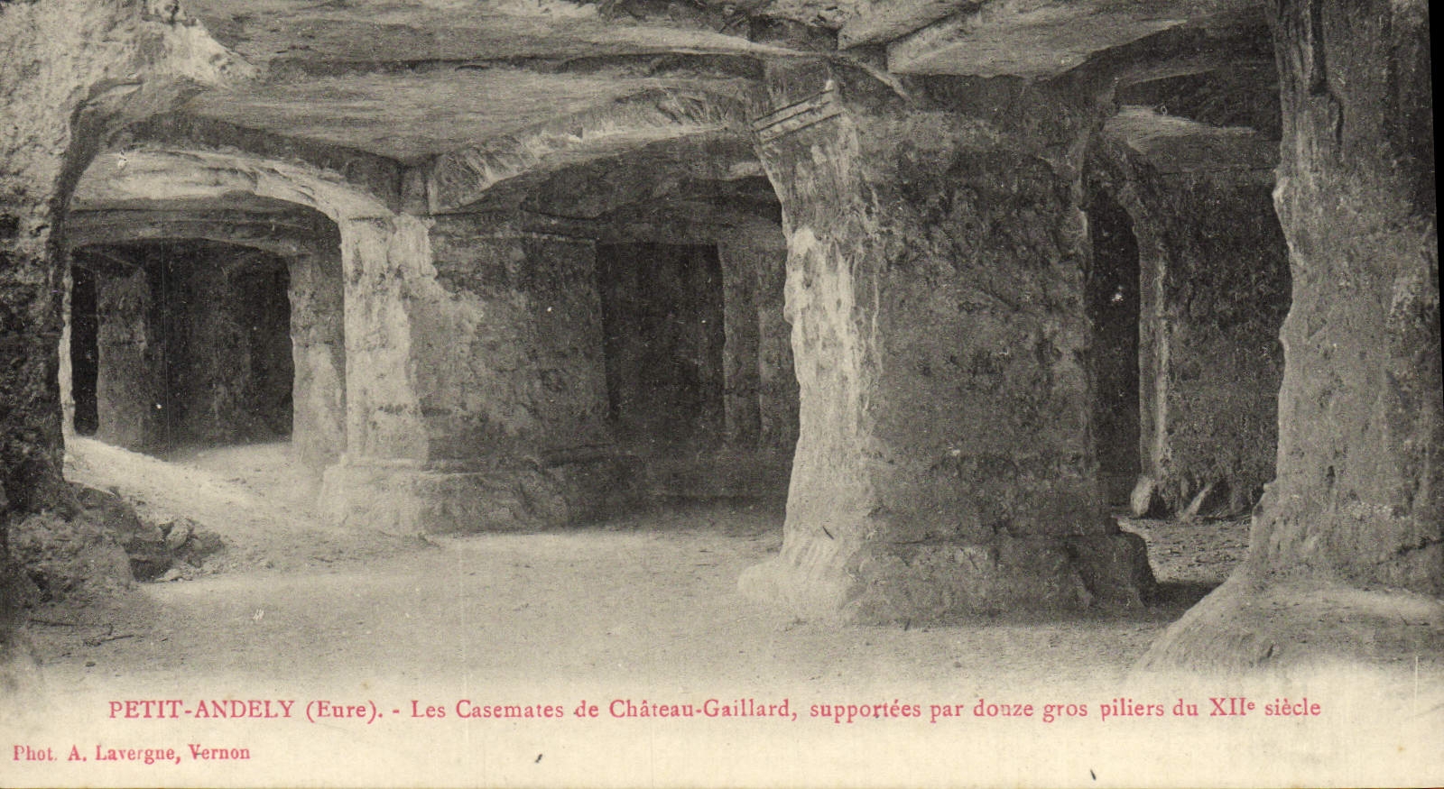 VINTAGE POSTCARD Small Andely Casemates of Strong Castle supportees by twelve large Pillars of the 12th Century