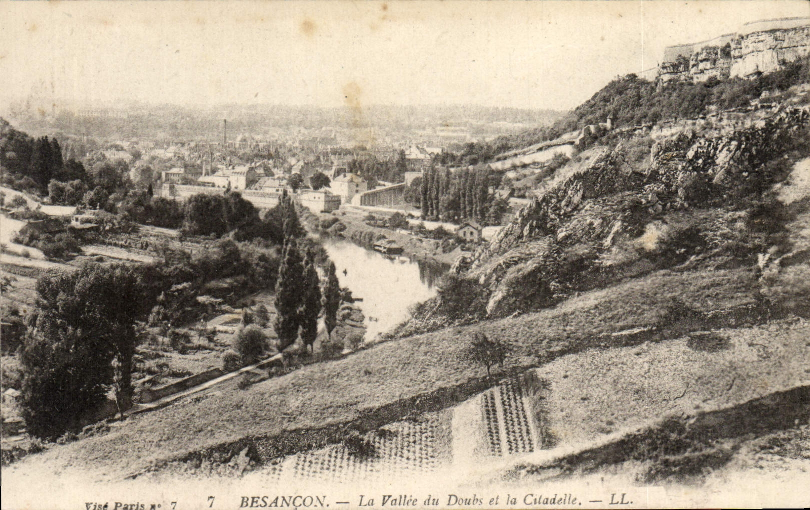 VINTAGE POSTCARD Besancon the Valley of Doubs and the Citadel