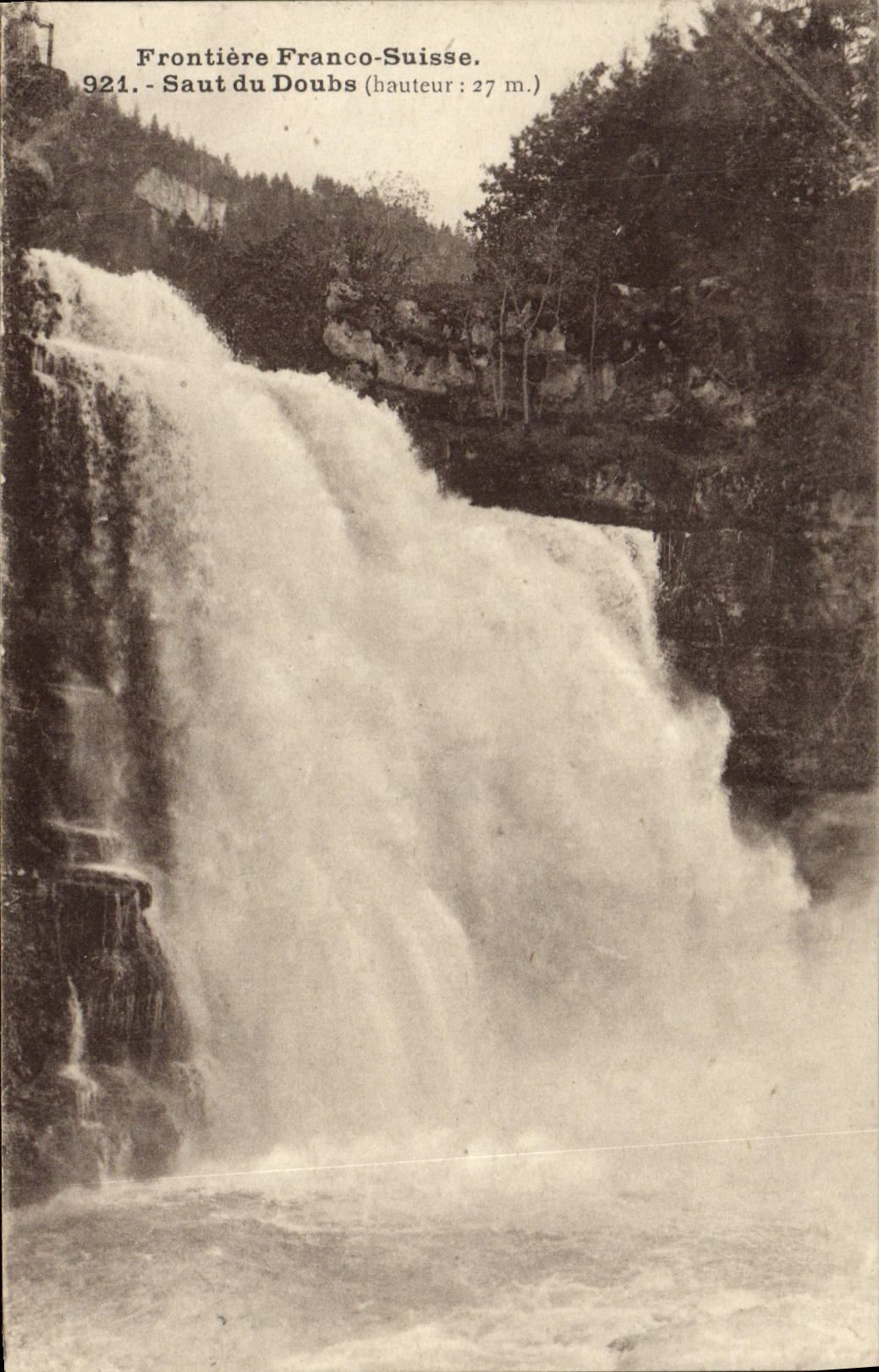 VINTAGE POSTCARD Swiss Francio Border Jump of Doubs