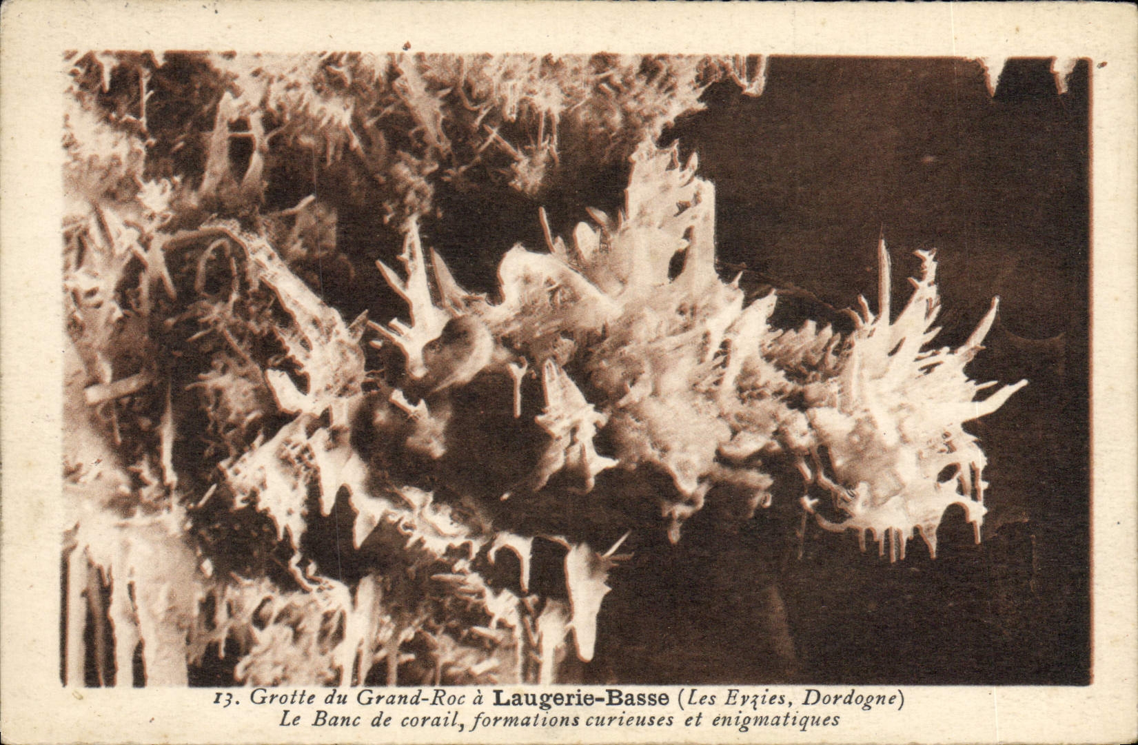 Cueva de la POSTAL de la VENDIMIA de la roca grande Laugerie bajo el banco coralino Eyzies