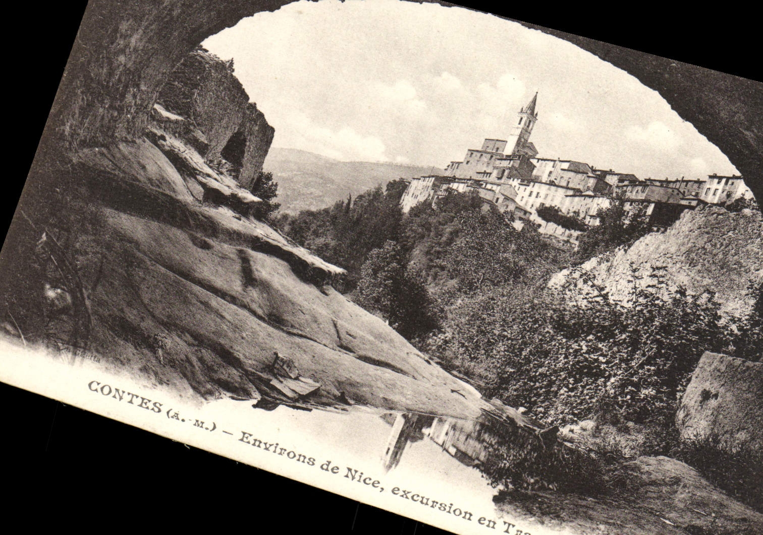 VINTAGE POSTCARD Tales Surroundings of Nice excursions in the Tram Bridge of Riou