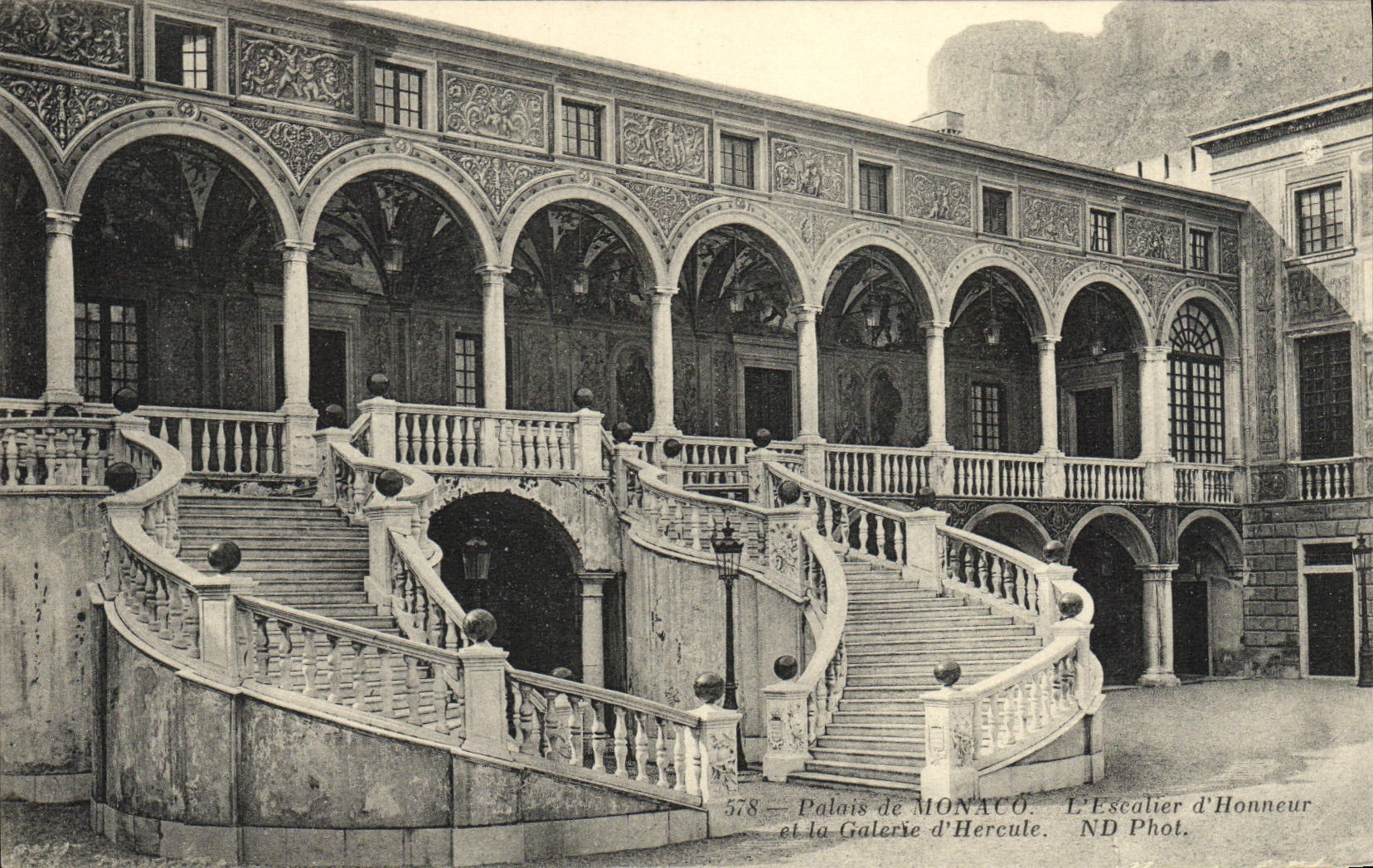 VINTAGE POSTCARD Monaco the Main staircase and the Gallery of Hercules