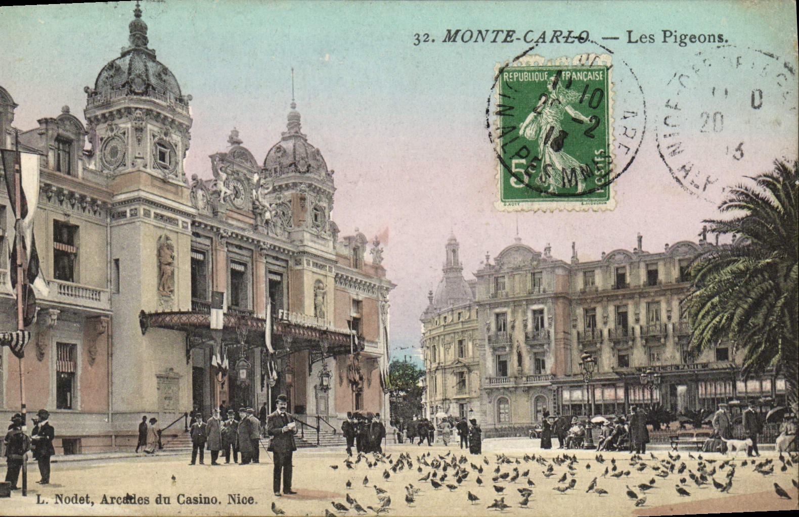VINTAGE POSTCARD Monte Carlo Pigeons
