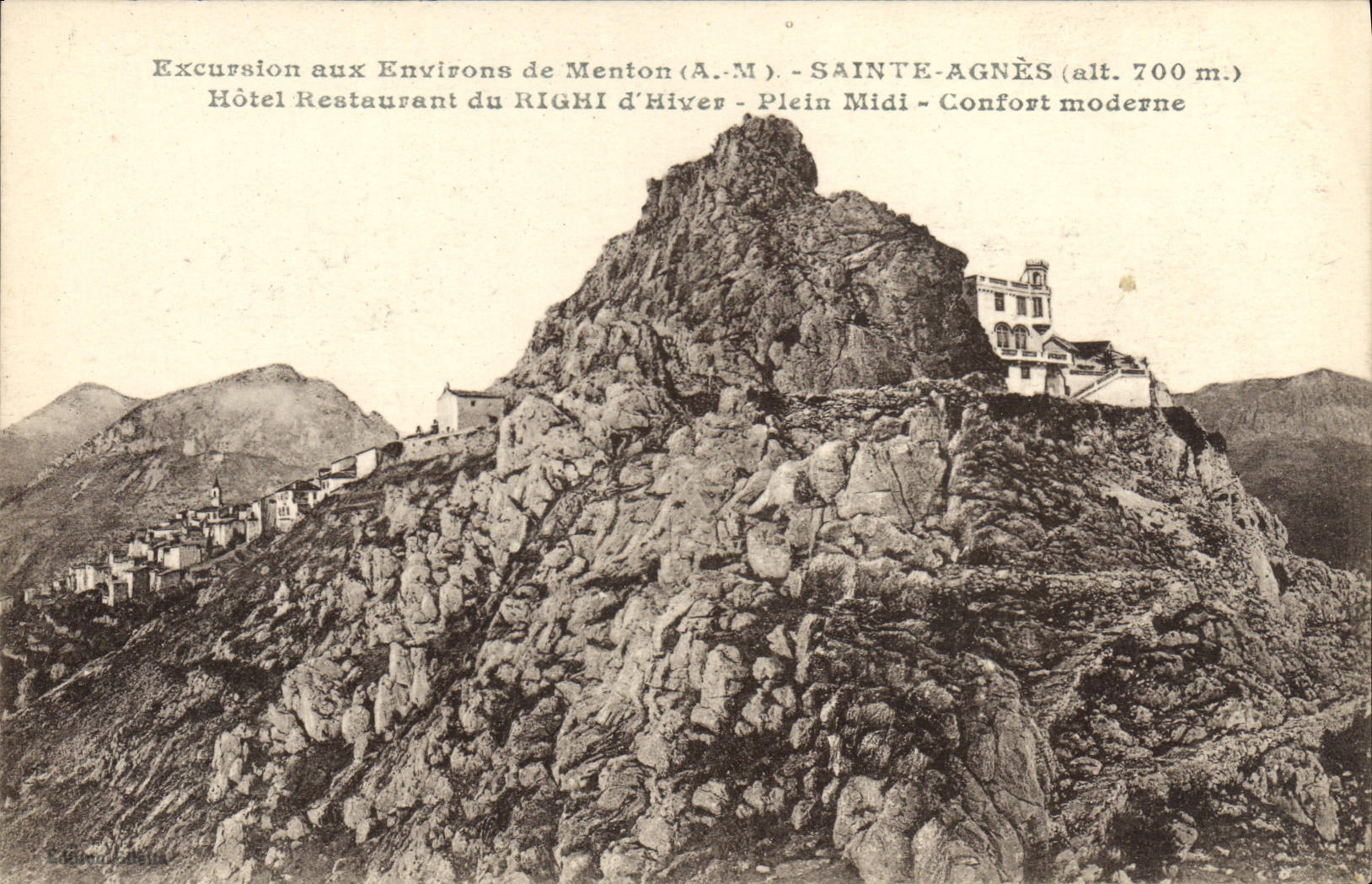 CPA Excursion aux Environs de Menton Sainte Agnes Hotel restaurant du Righi 