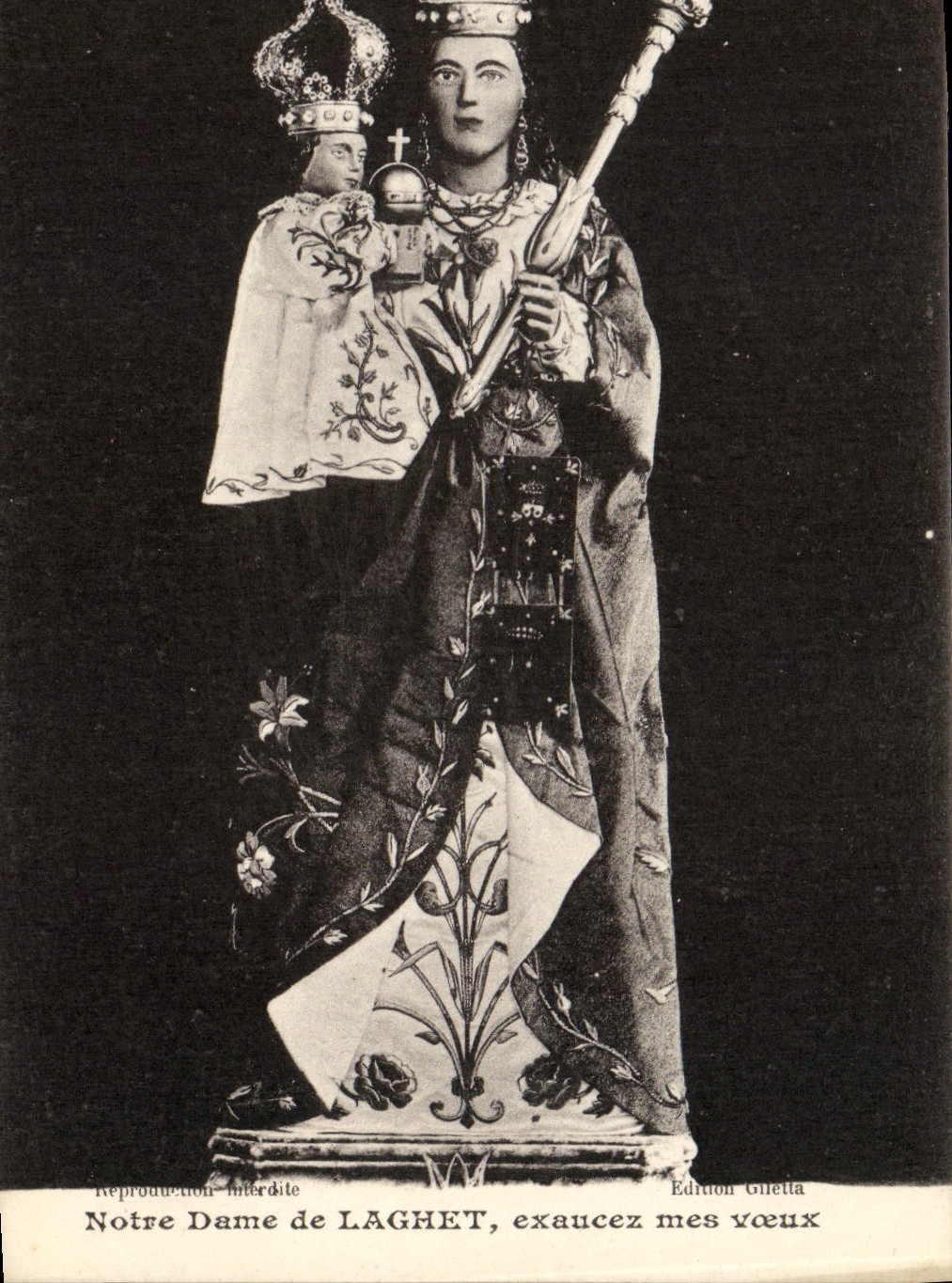 VINTAGE POSTCARD Notre Dame de Laghet exaucez my wishes