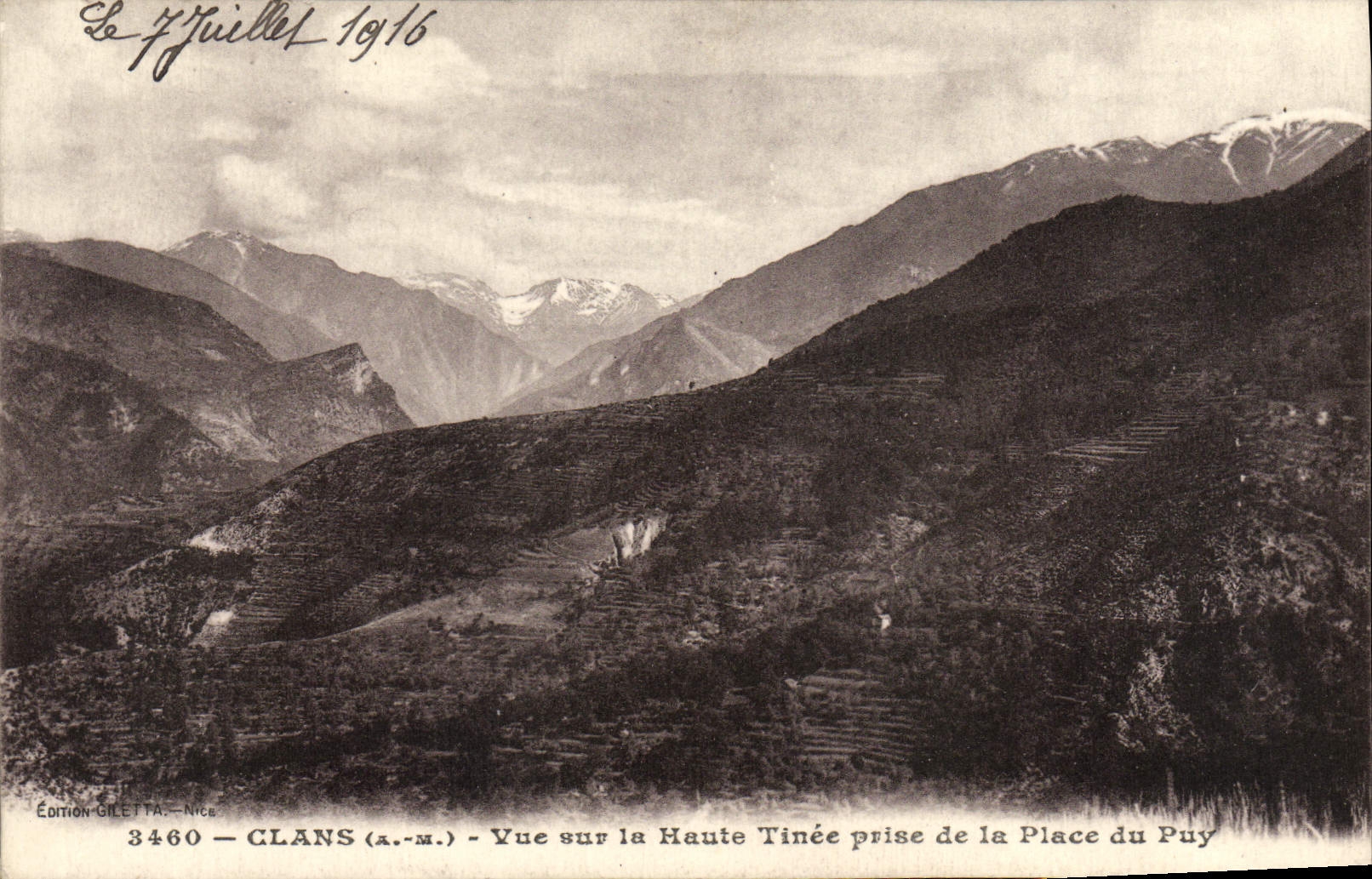 CPA Clans Vue sur la Haute Tinee prise de la Place du Puy