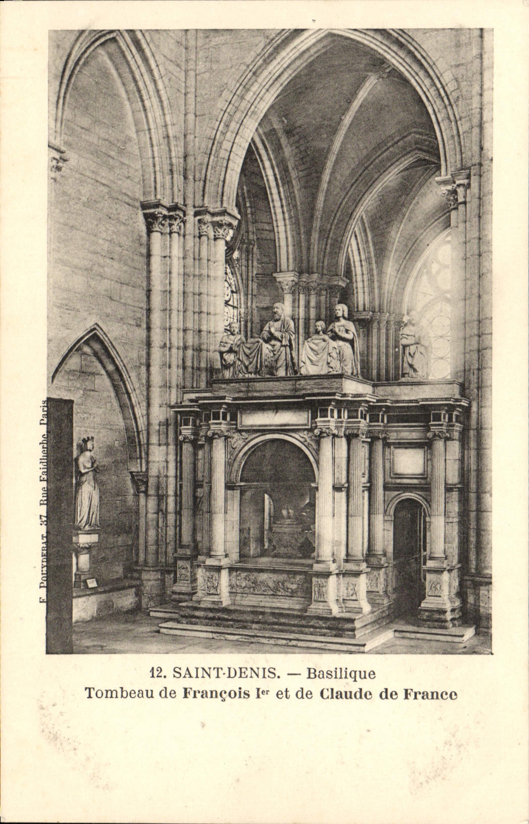 VINTAGE POSTCARD Holy Denis Basilica Tomb of François 1st and Claude of France