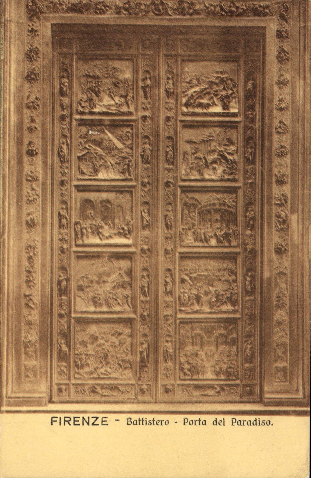 Del Paradiso de la POSTAL de la VENDIMIA de Firenze Battistero Carried