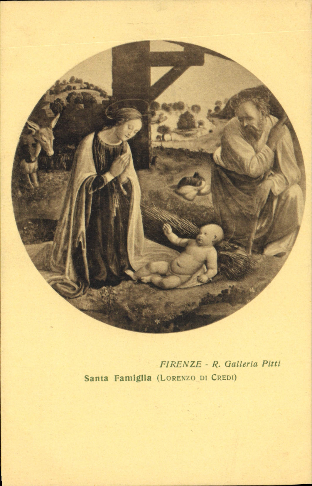CPA Firenze Santa Famiglia Lorenzo di Credi Galleria Pitti