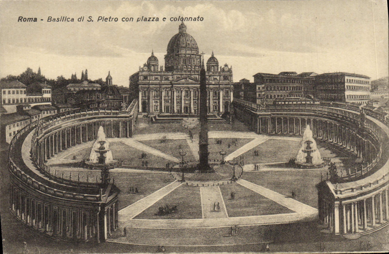 Idiota Plazza E Colonnato de Roma Basilica Di S Pletro de la POSTAL de la VENDIMIA