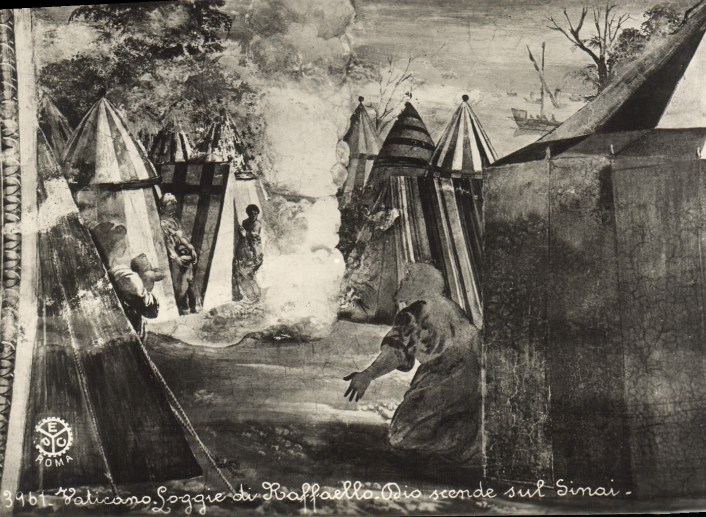 POSTAL Vaticano Loggie Di Raffaello Dio Scende Sul de la VENDIMIA el Sinaí