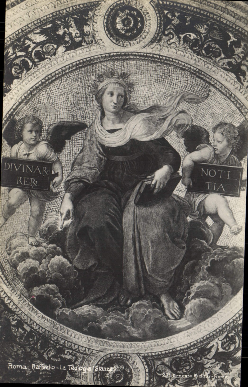POSTAL Roma Raffello Teologia Stanze de la VENDIMIA
