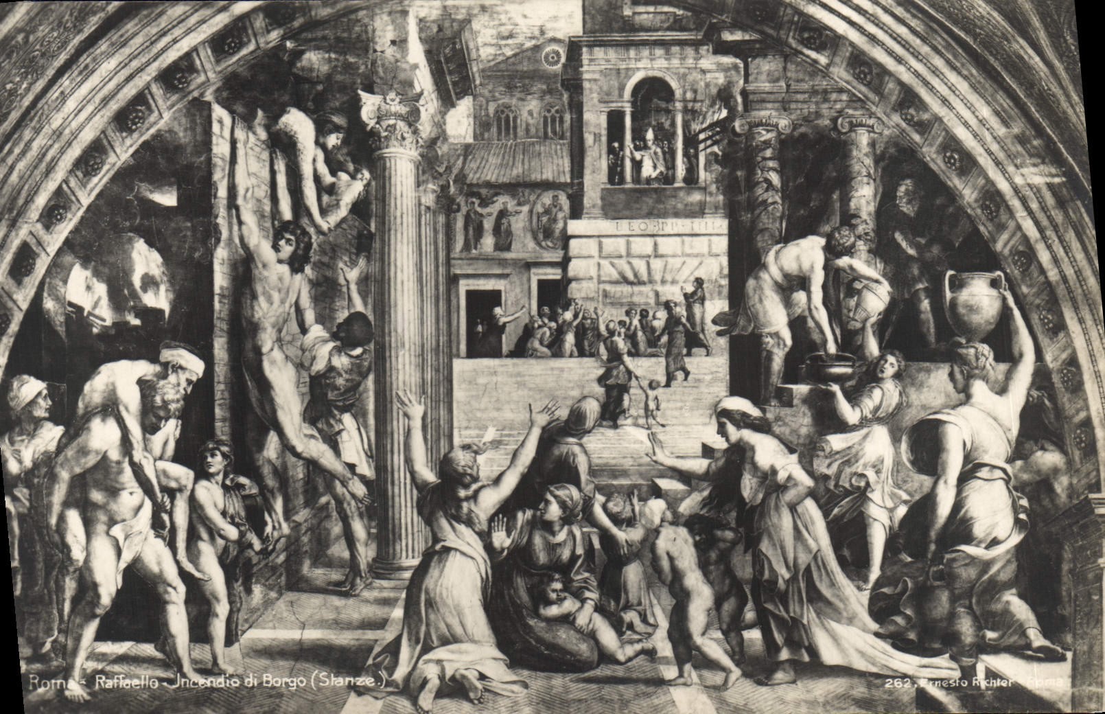 POSTAL Roma Raffello Incendio Di Borgo Stanze de la VENDIMIA