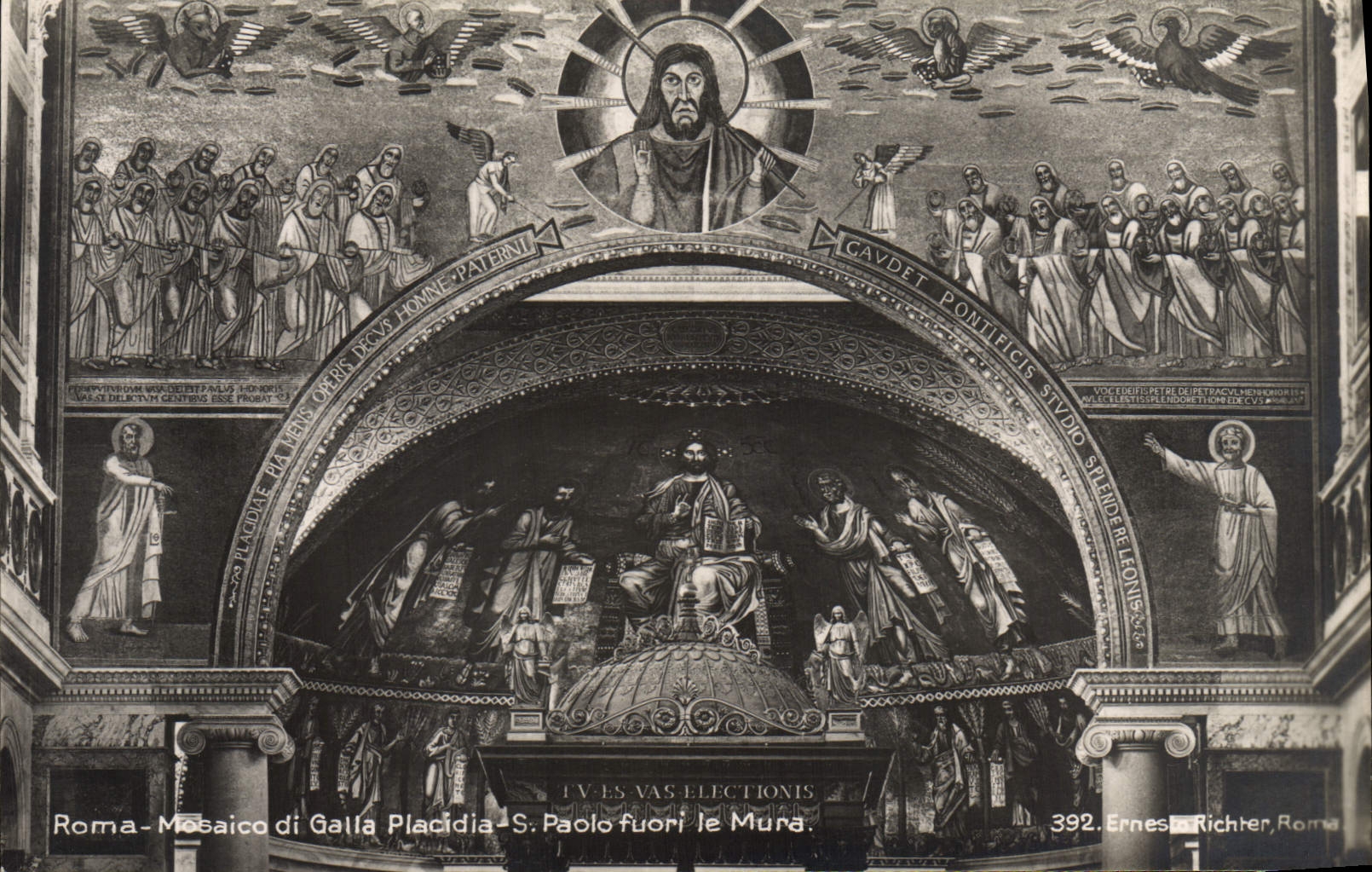 Los Di Galla Placidia S Pablo Fuori de Roma Mosaico de la POSTAL de la VENDIMIA la emparedaron