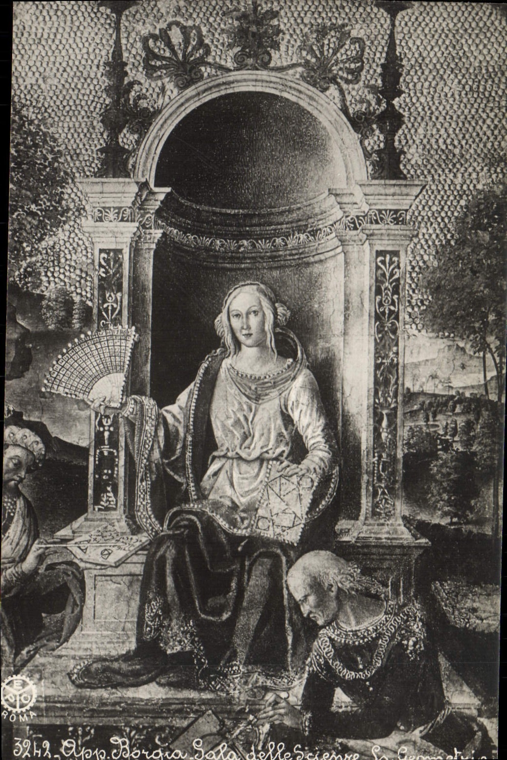 La POSTAL Roma App Borgia de la VENDIMIA saló Delle Scienze el geometria