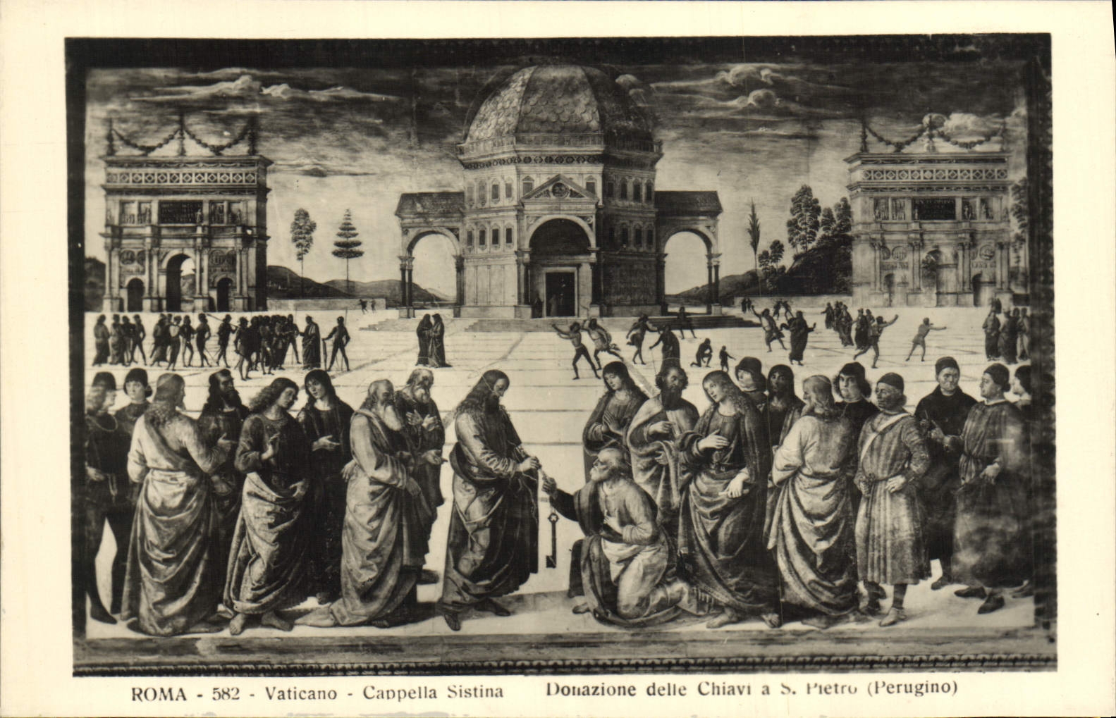 CPA Vaticano Capella Sistina Donazione della Chiavi a S Pietro Perugino