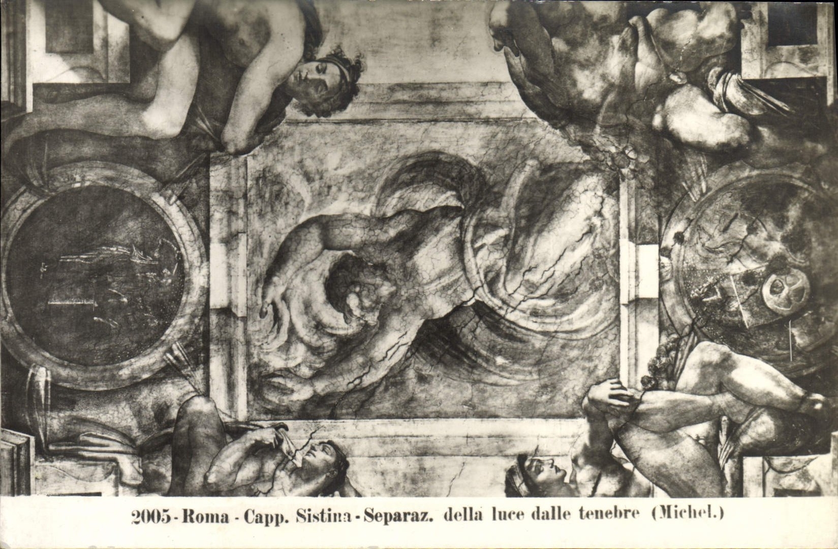 CPA Roma Cappella sistina Separaz della Luce dalle tenebre Michelangelo