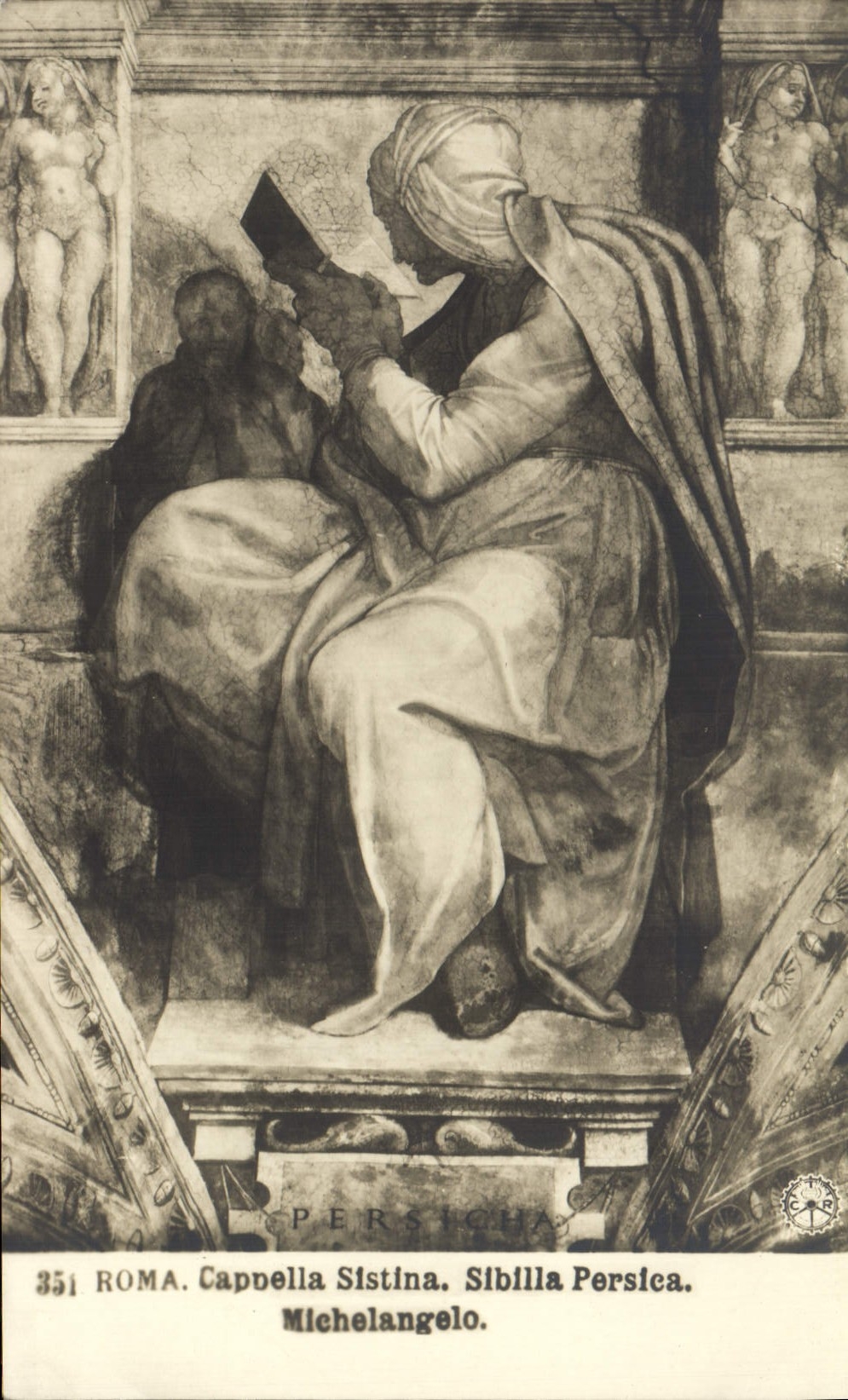 CPA Roma Cappella sistina Sibilla Persica Michelangelo