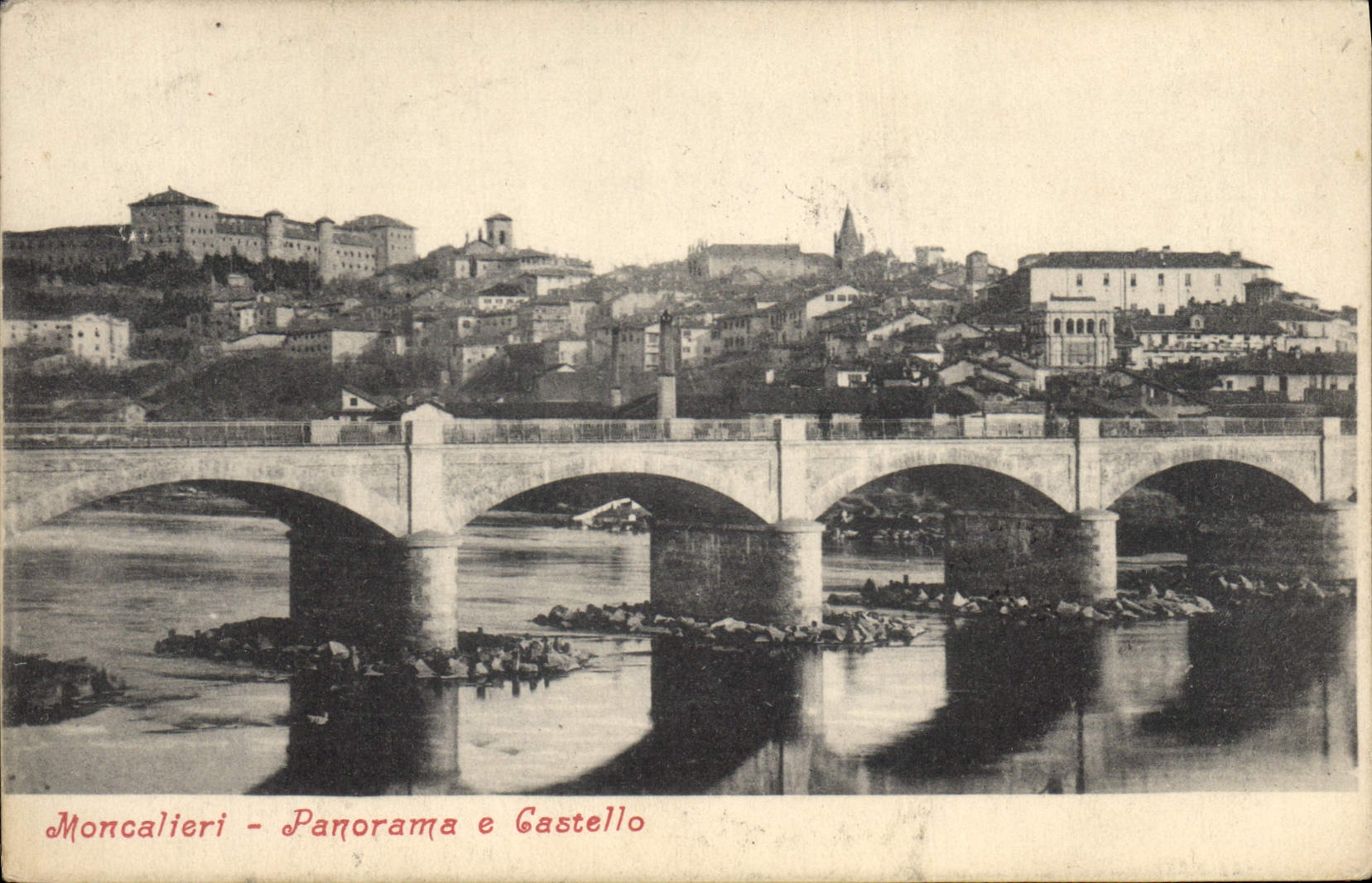 VINTAGE POSTCARD Moncalieri Panorama E Castello
