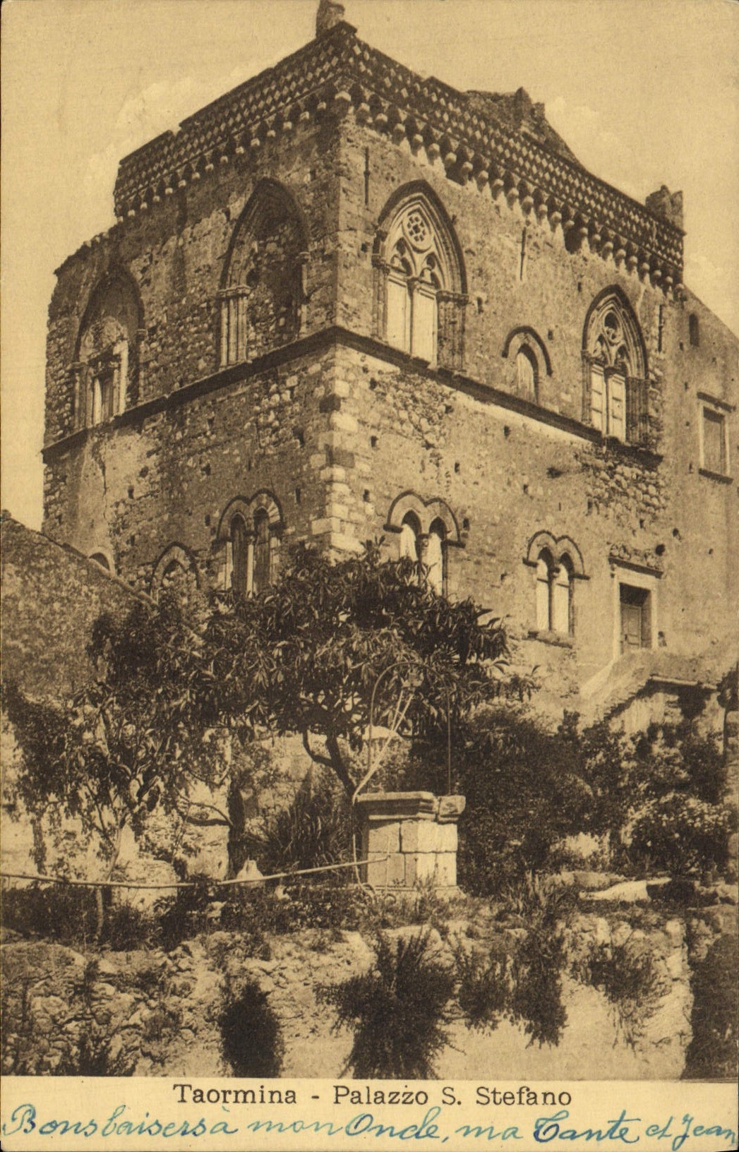 VINTAGE POSTCARD Taormina Palazzo S Stefano