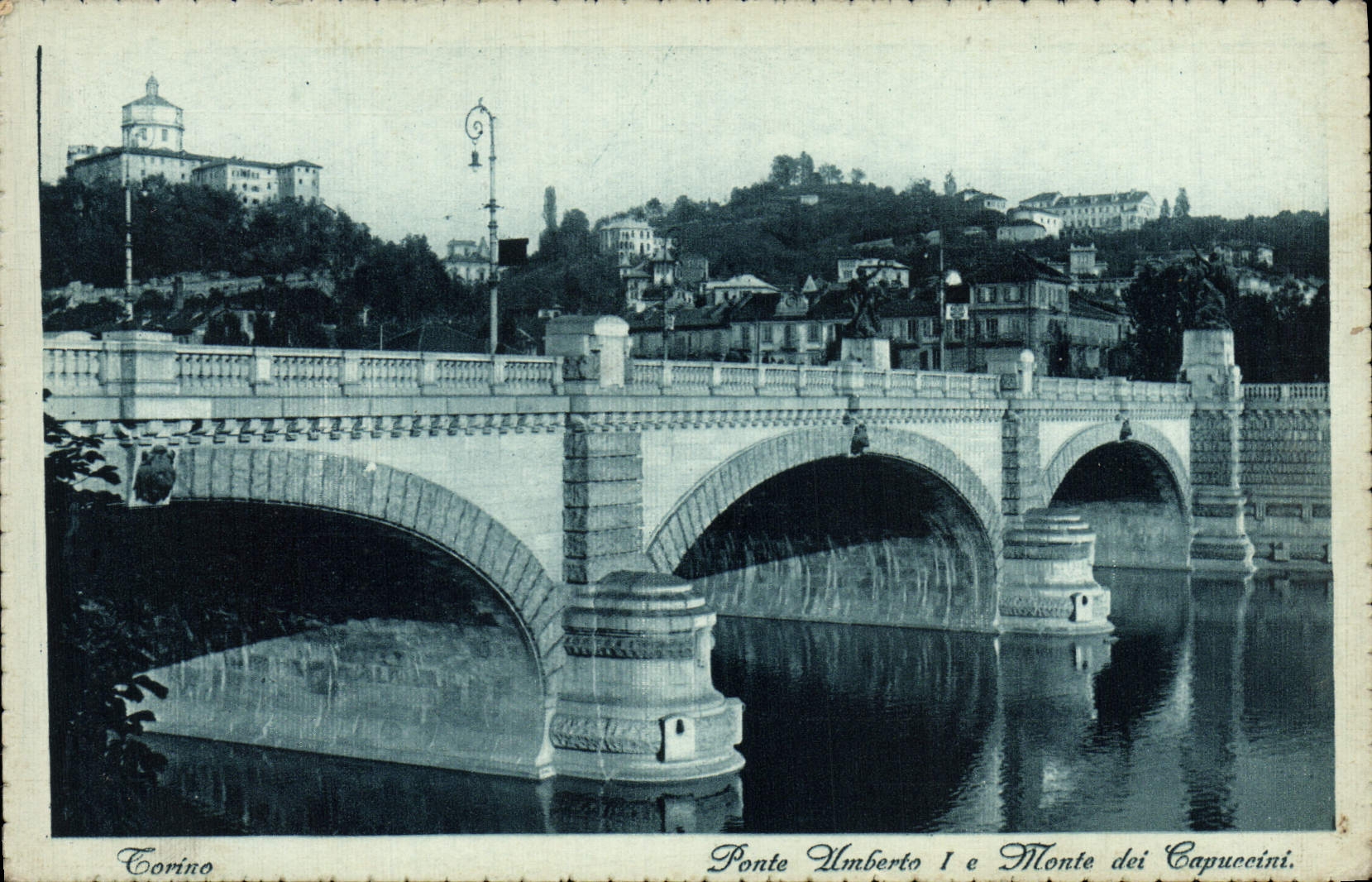 VINTAGE POSTCARD Torino Big shot Umberto I E Monte dei Capuccini