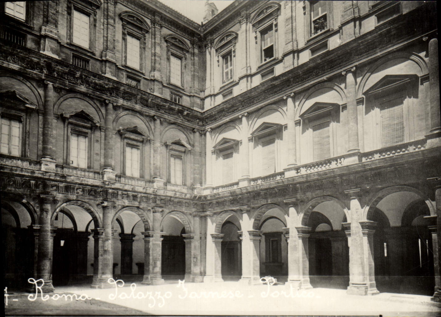 Pórtico de Roma Palazzo Farnese de la POSTAL de la VENDIMIA