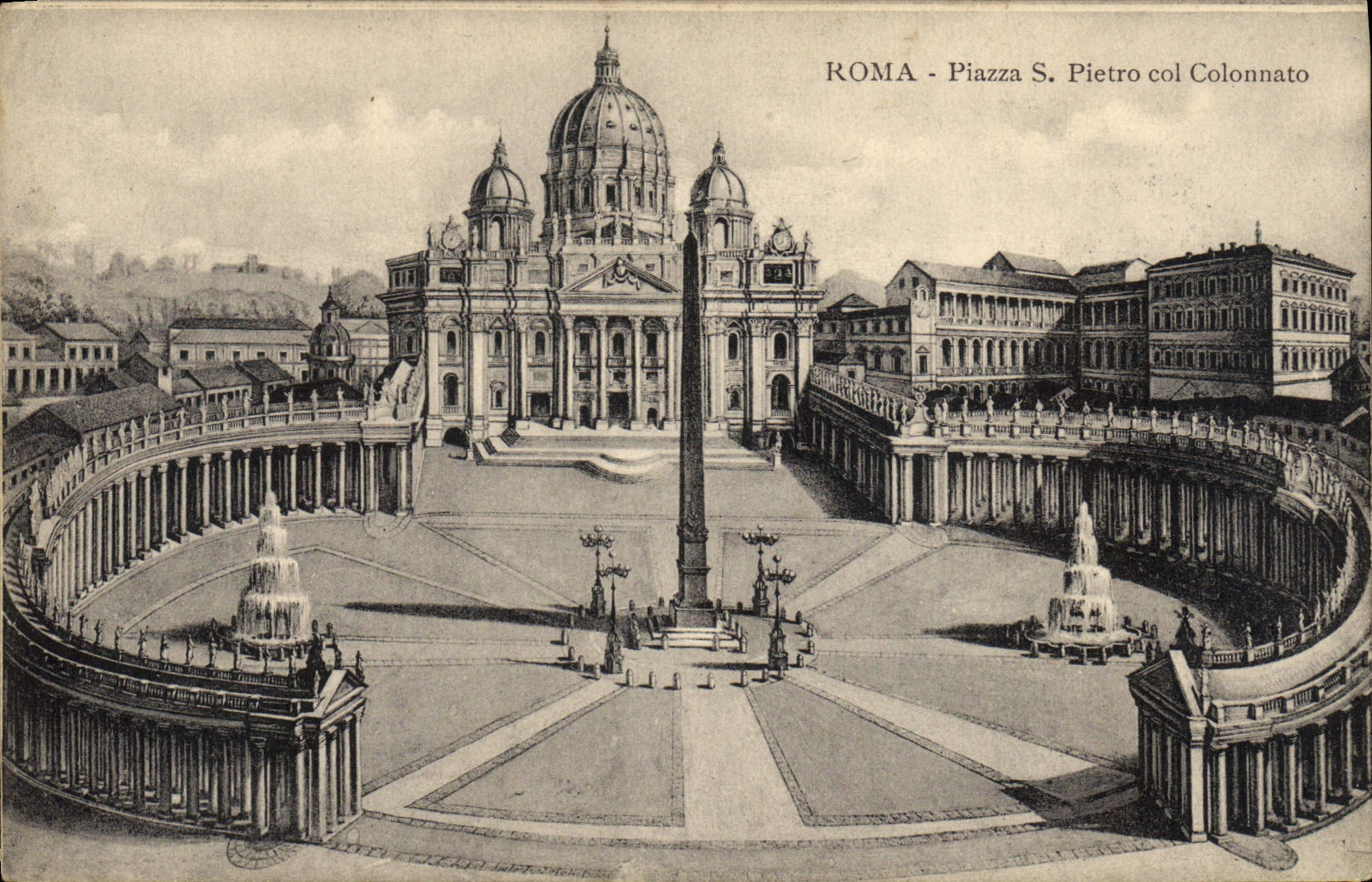 Collar Colonnato de Pedro de la plaza de Roma de la POSTAL de la VENDIMIA