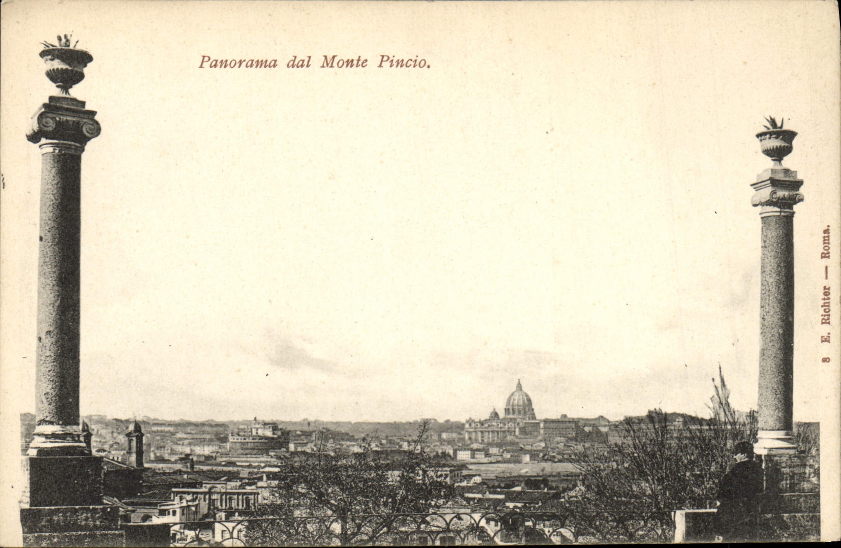 El panorama Dal de Roma de la POSTAL de la VENDIMIA monta Pincio