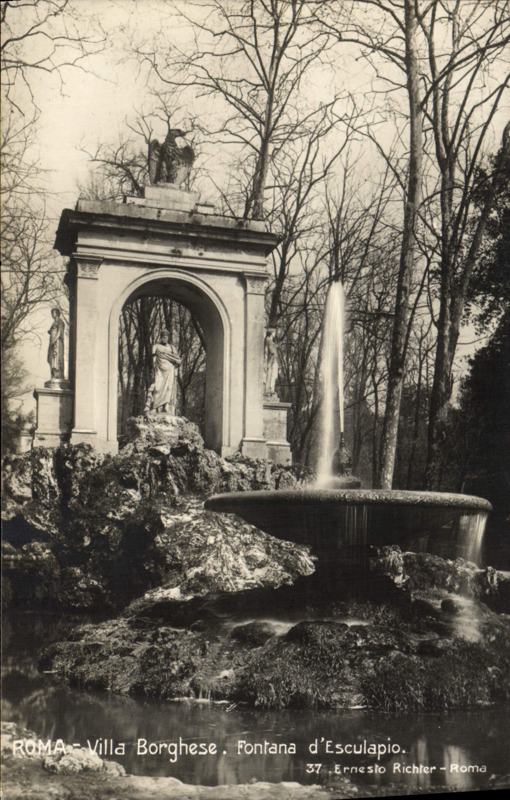 CPA Roma Villa Borghese Fontana D'Esculapio