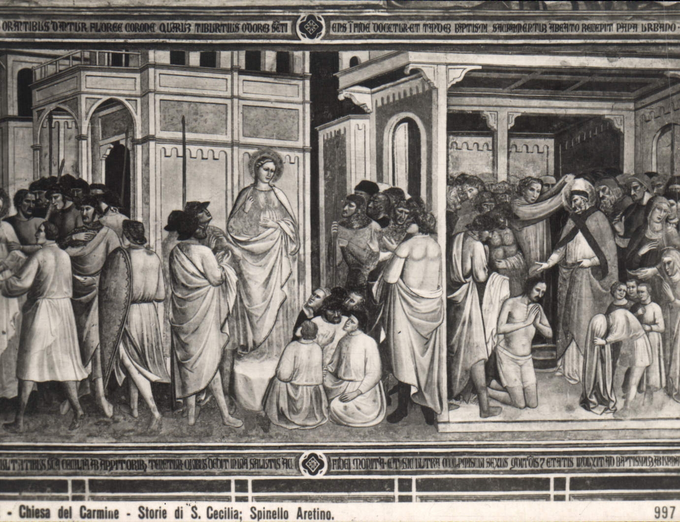 La POSTAL Firenze Chiesa LED de la VENDIMIA teñe con el carmín Storie di S Cecilia Spinello Aretino