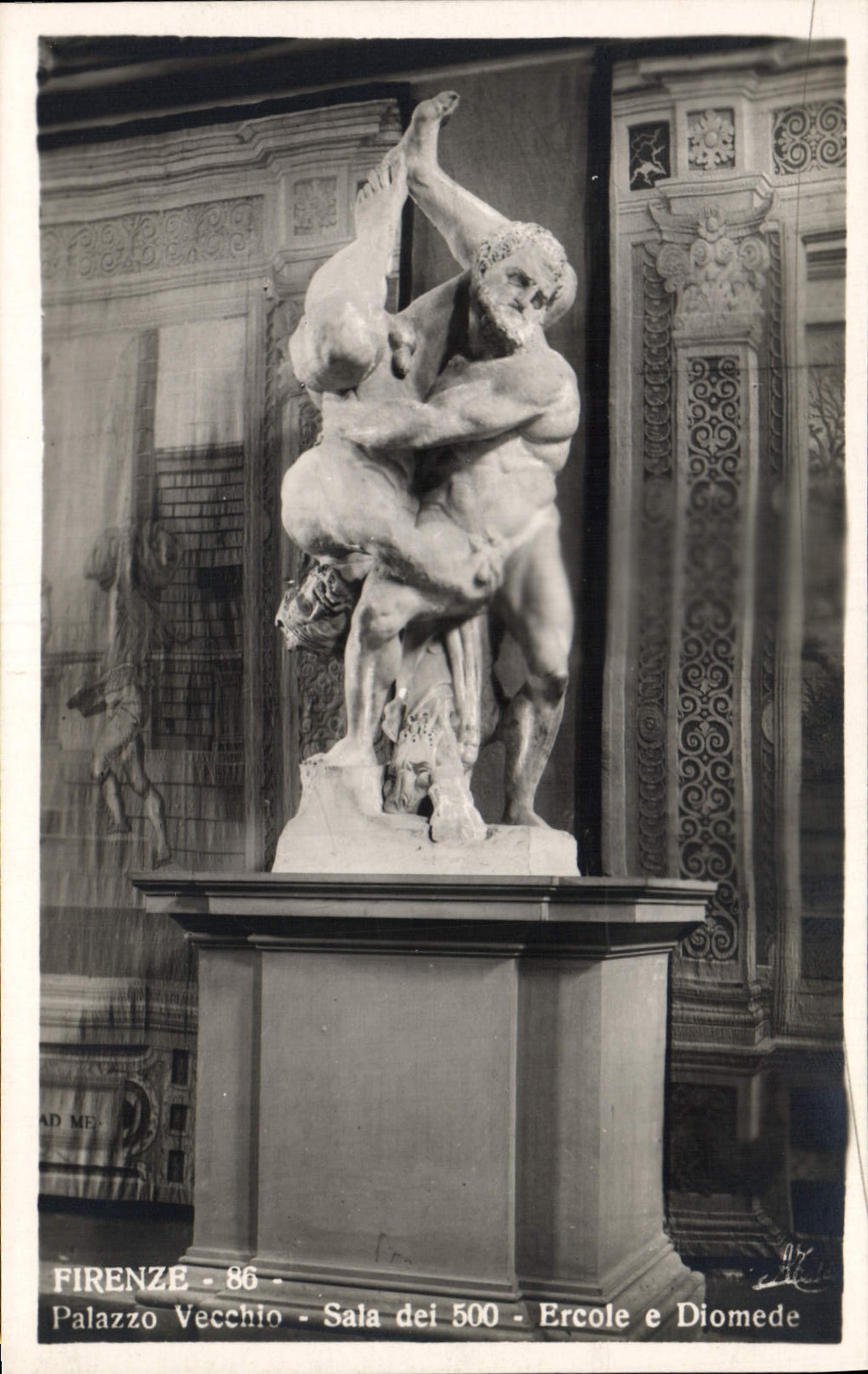VINTAGE POSTCARD Firenze Palazzo Vecchio Salted Dei 500 Ercole E Diomede