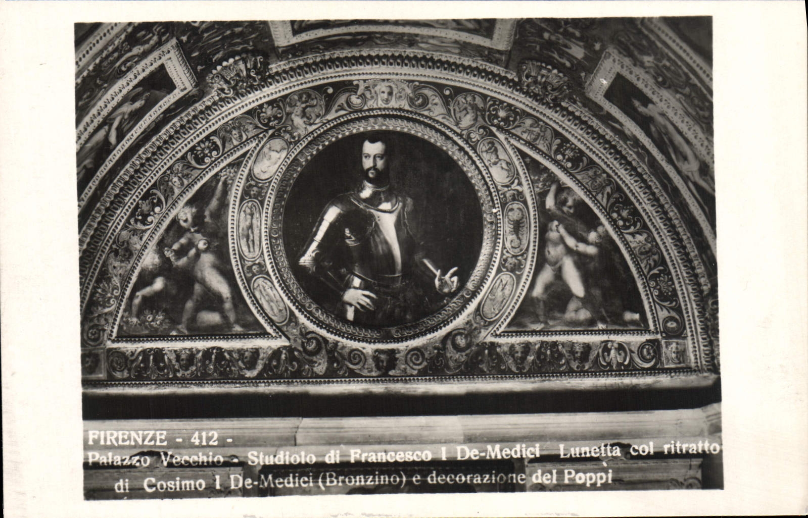 Ritratto di Cosimo I del collar de Firenze Palazzo Vecchio Studiolo di Francisco I De Medici Lunetta de la POSTAL de la VENDIMIA de Medici