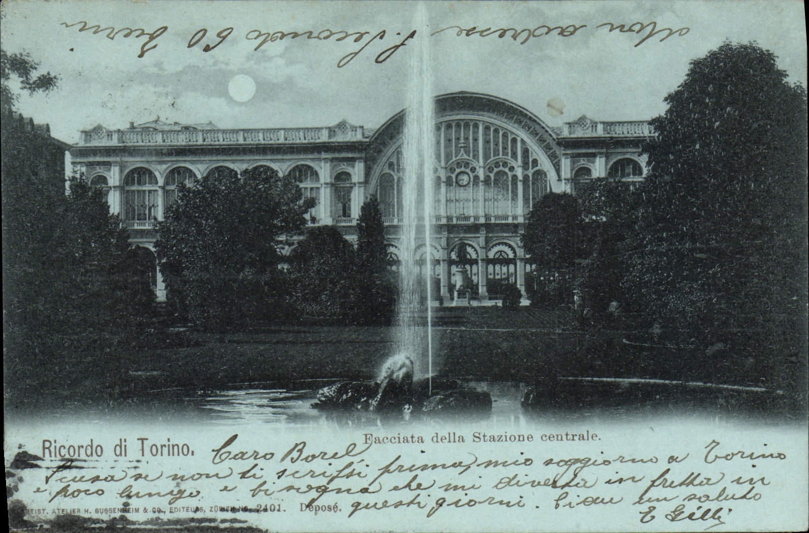 VINTAGE POSTCARD Torino Facciata Della Stazione Power station