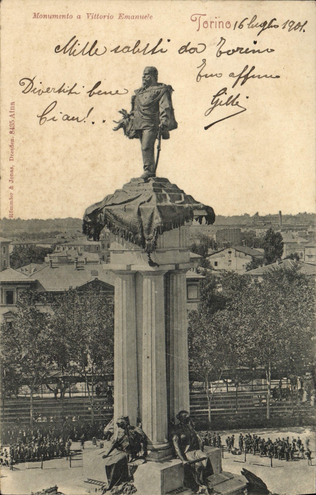 La POSTAL Torino Monumenta de la VENDIMIA tiene Fittorio Manuel