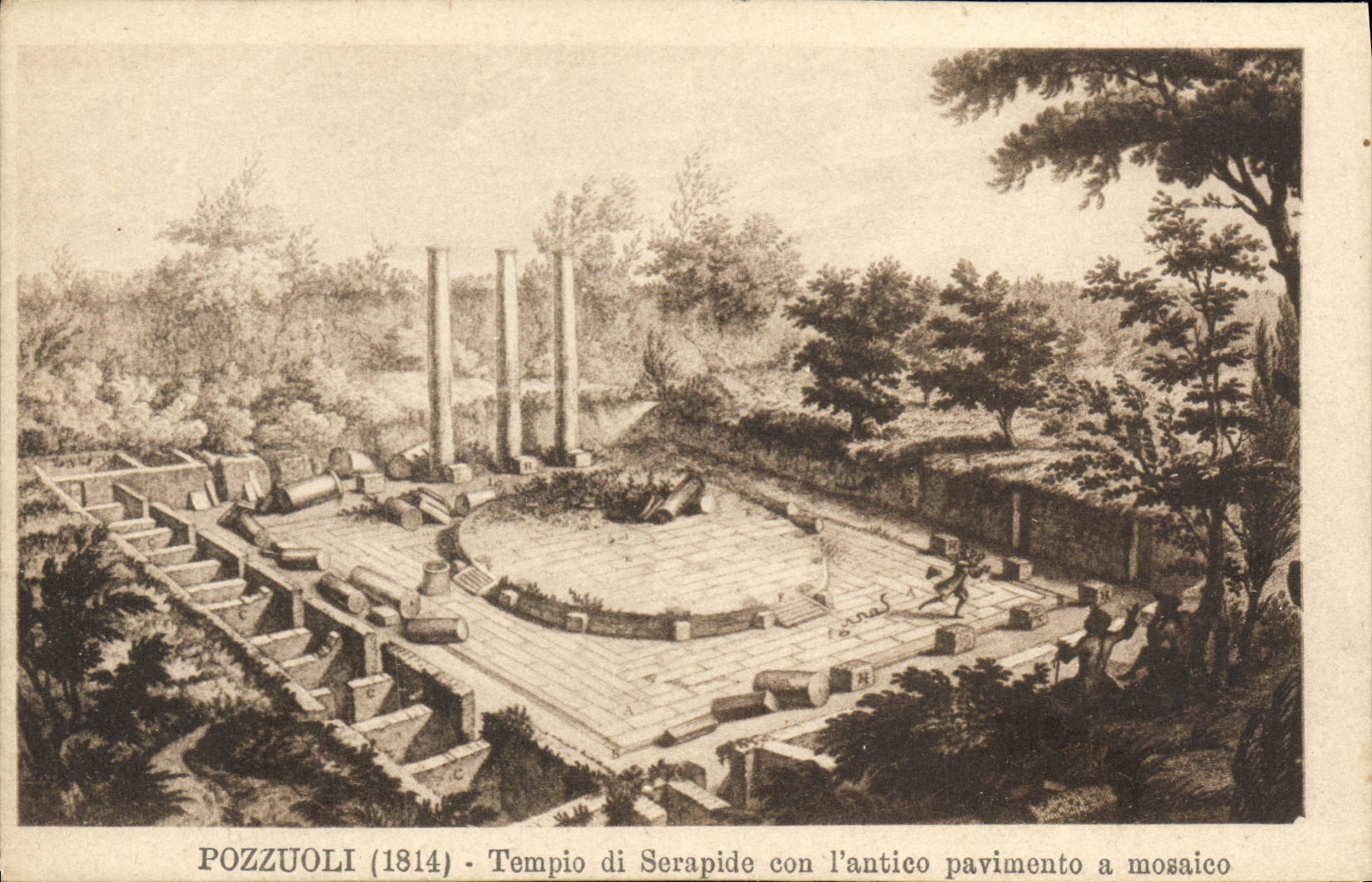 VINTAGE POSTCARD Pozzuoli Tempio di serapide Con I' antice Pavimento has mosaico