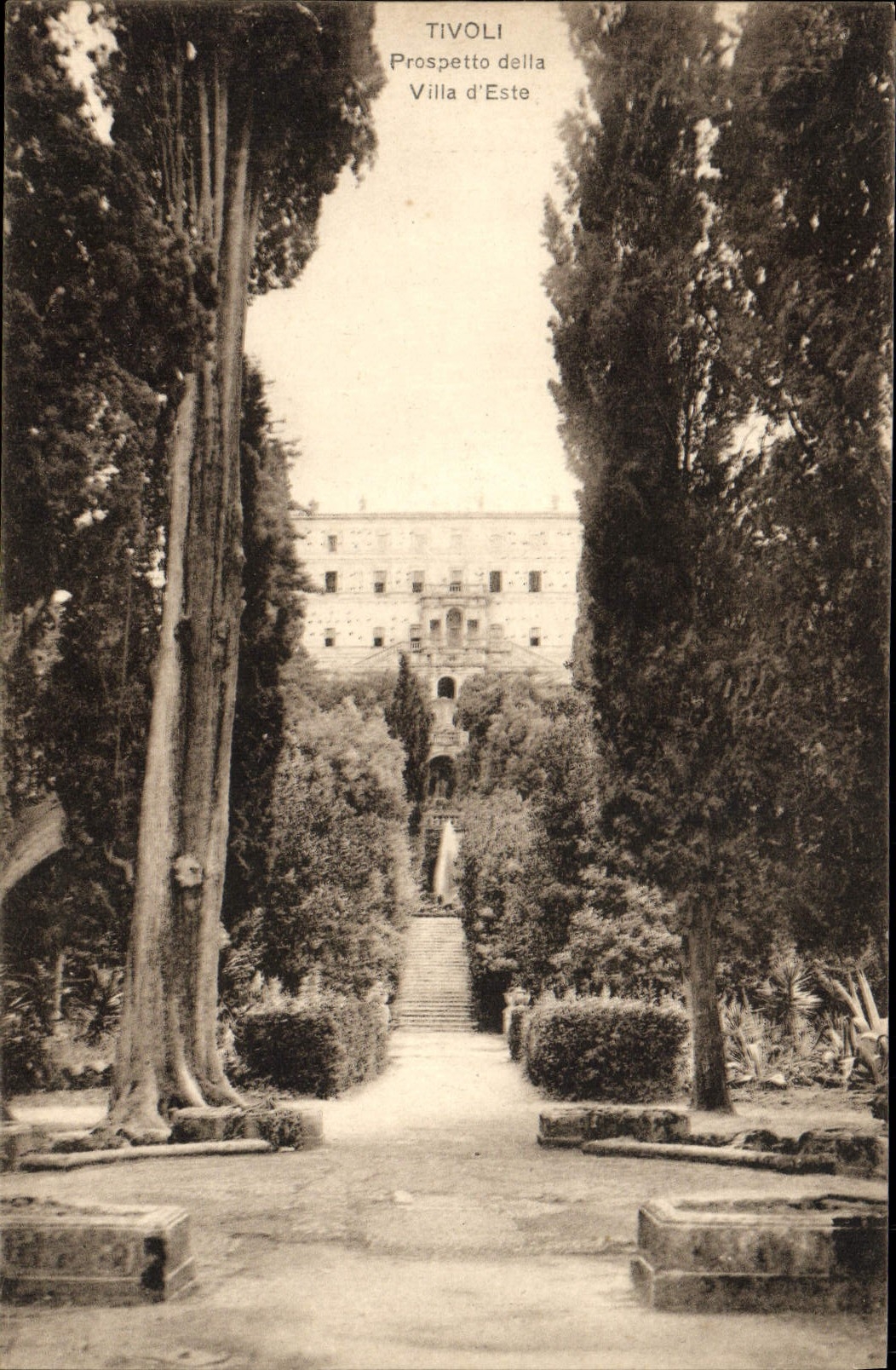 VINTAGE POSTCARD Tivoli Prospetto Beyond Villa of Este