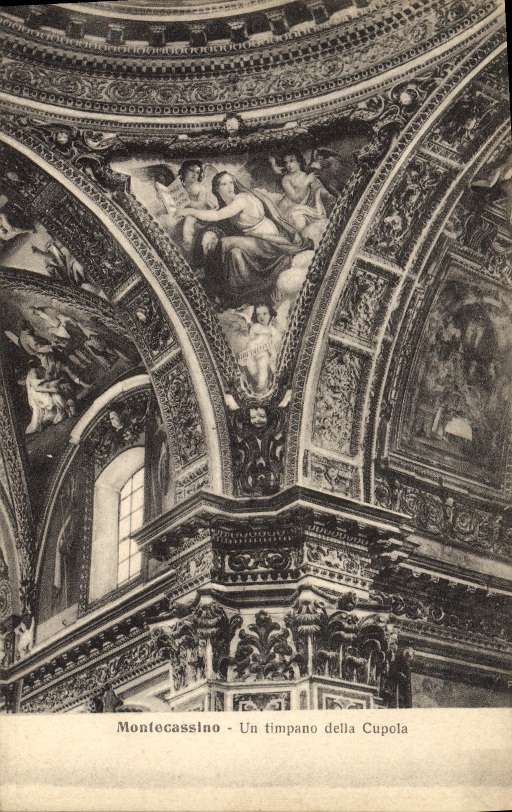 VINTAGE POSTCARD Montecassino Timpano Della Cupola