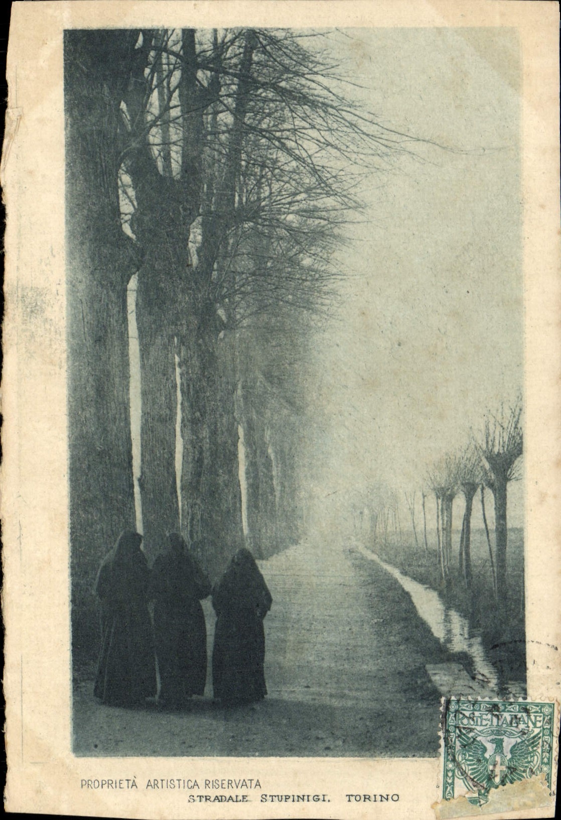 VINTAGE POSTCARD Riservata Stradale Stupinigi Torino