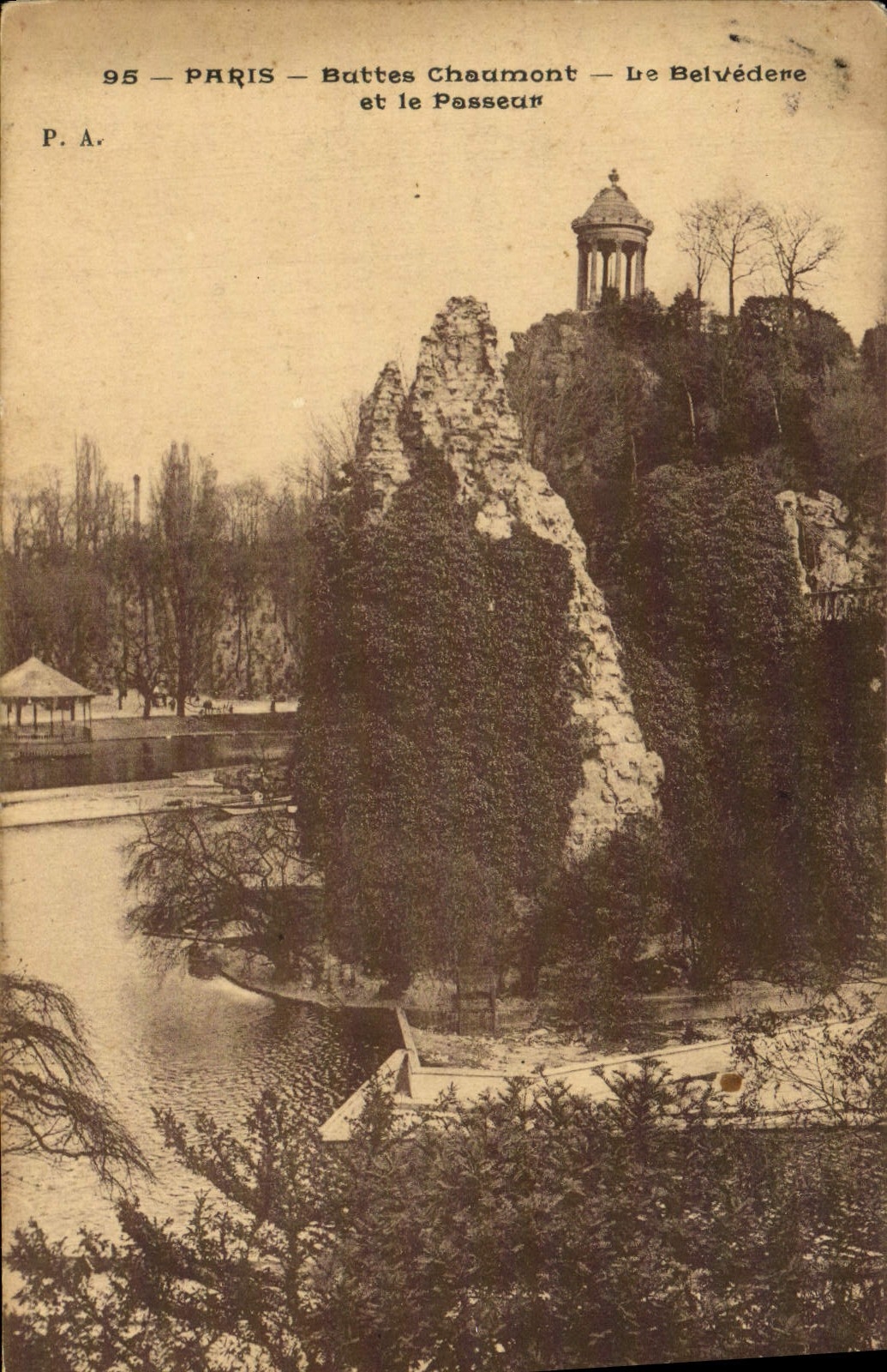 VINTAGE POSTCARD Paris Chaumont Hillocks the View-point And the Frontier runner