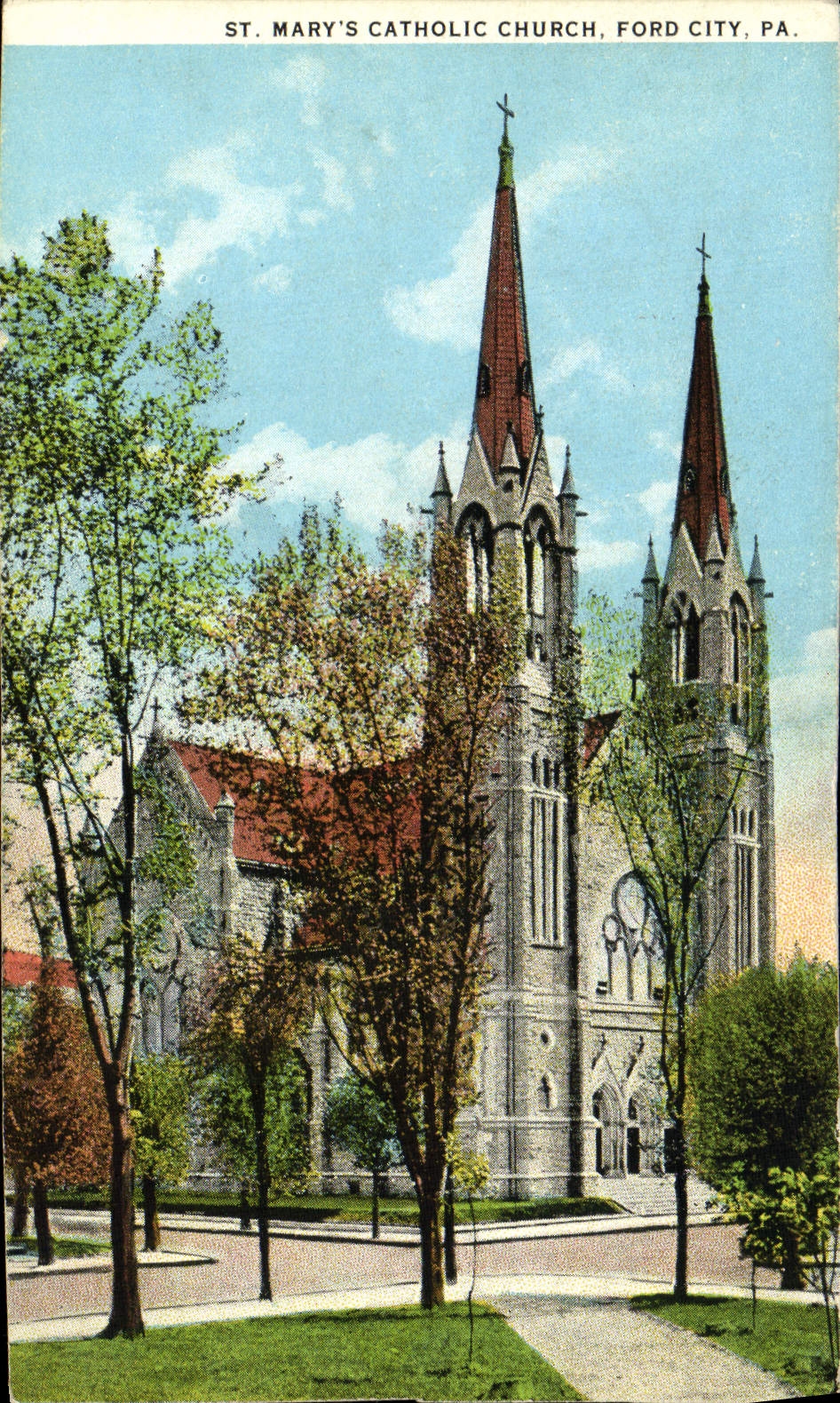 VINTAGE POSTCARD St Mary' S Catholic Church Ford City Pa