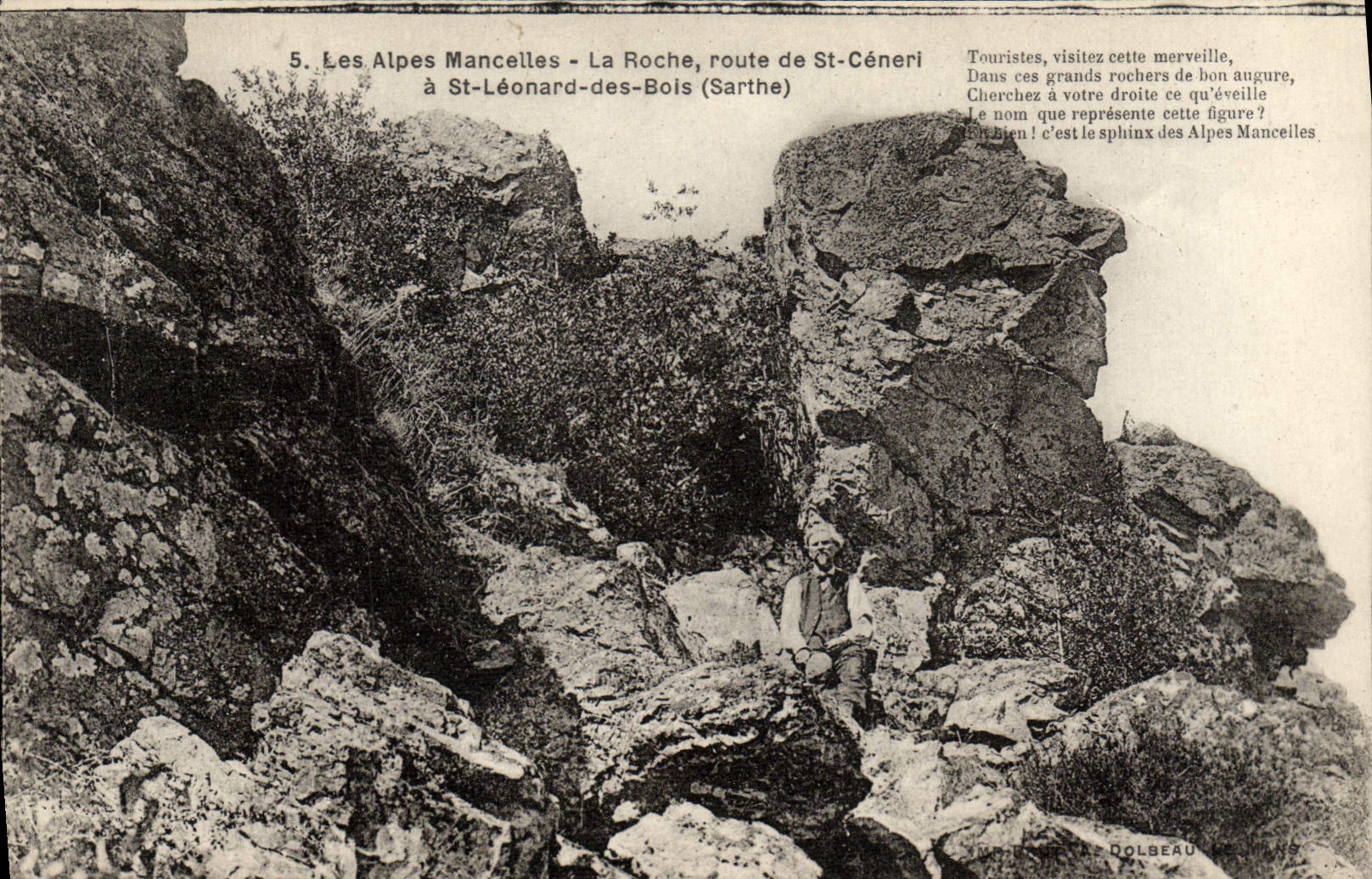 VINTAGE POSTCARD the Alps Mancelles the Rock Road Of St Ceneri has St Leonard Of Wood