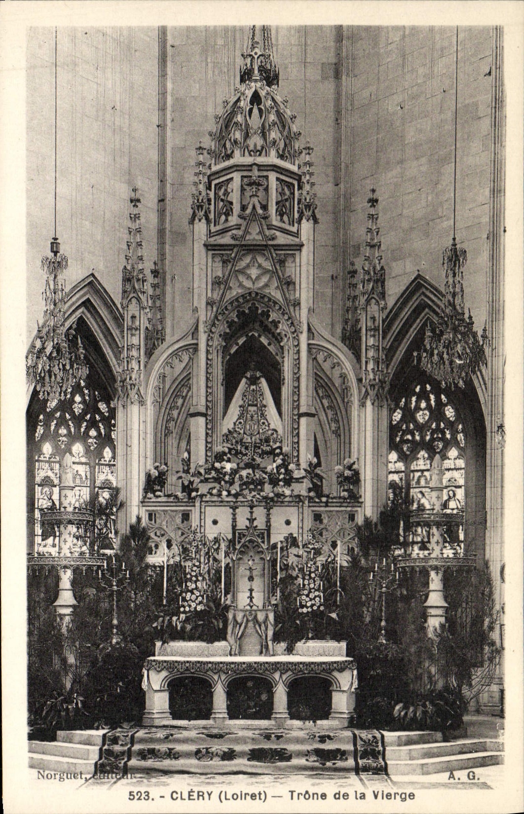 VINTAGE POSTCARD Clery Throne Of the Virgin