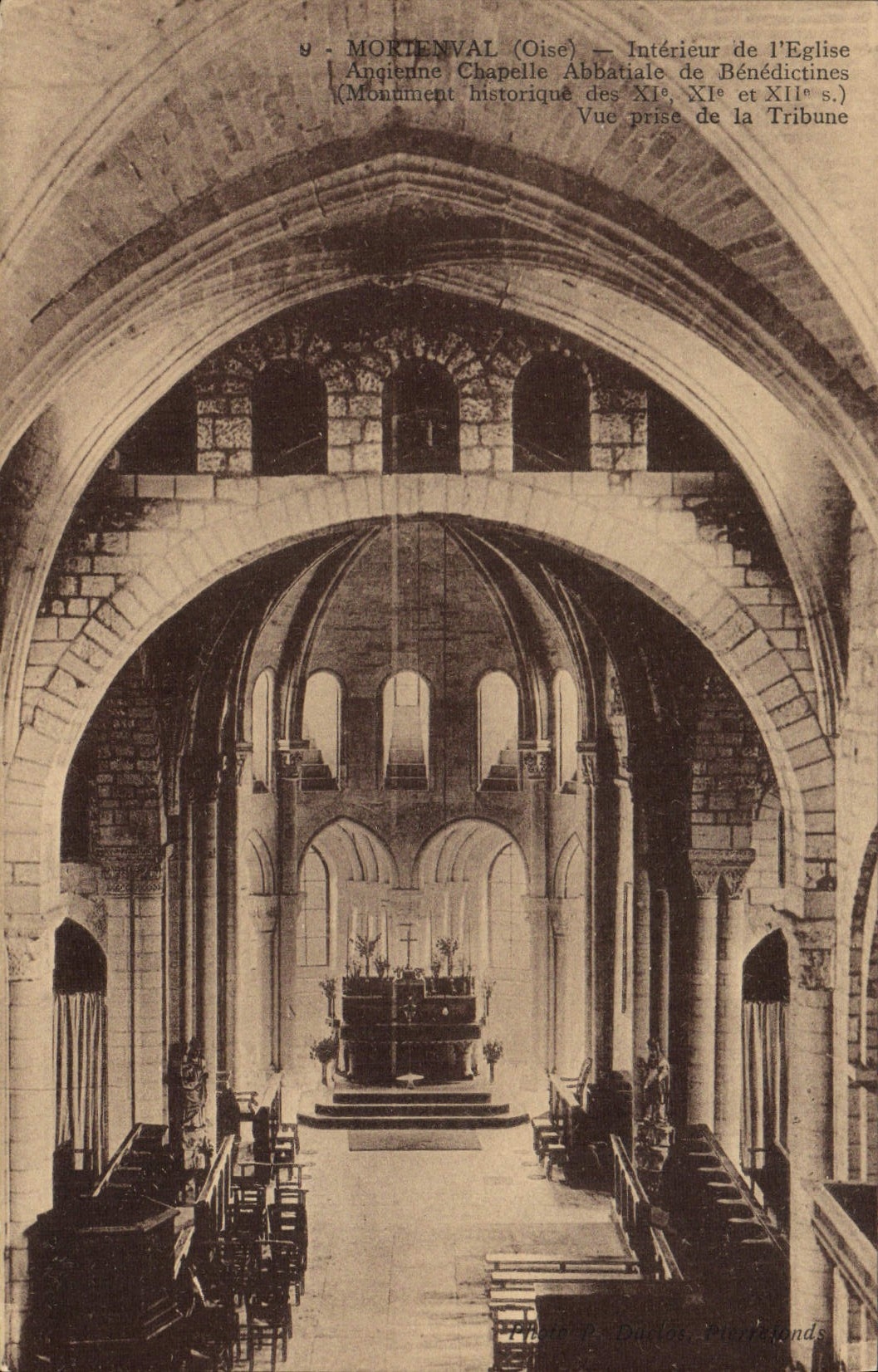 POSTAL Moriemval interior de la VENDIMIA de la cámara acorazada vieja de la abadía de la iglesia de benedictinos